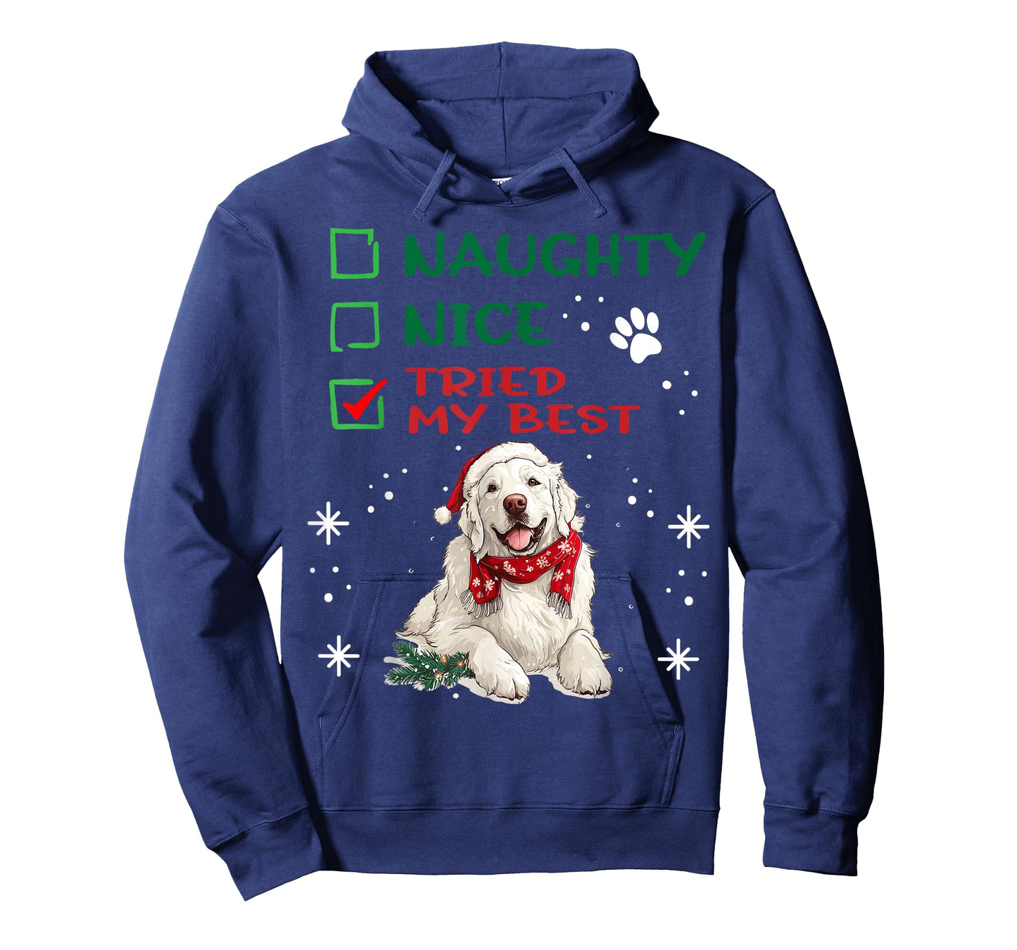 Cute Great Pyrenees Dog Christmas Naughty Nice Tried my Best T-Shirt