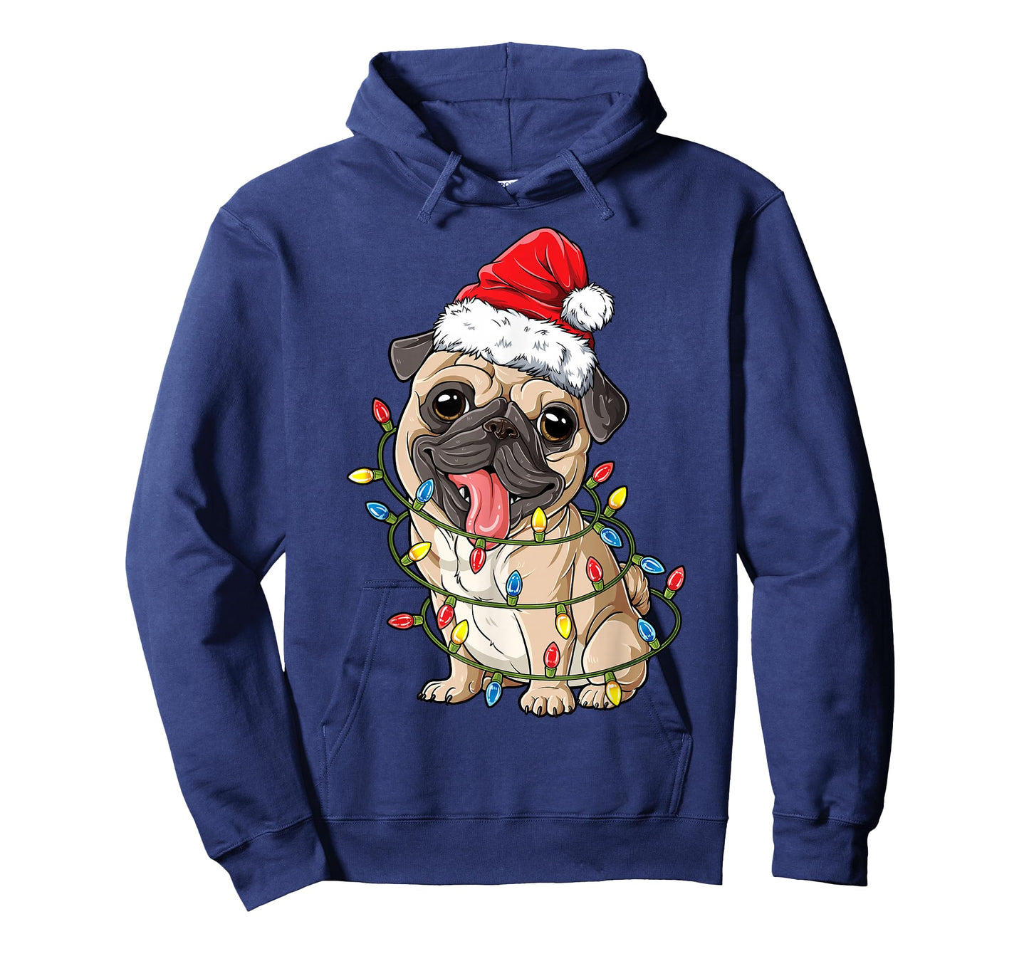 Pug Santa Christmas Tree Lights Xmas Boys Pugmas Dog Dogmas T-Shirt
