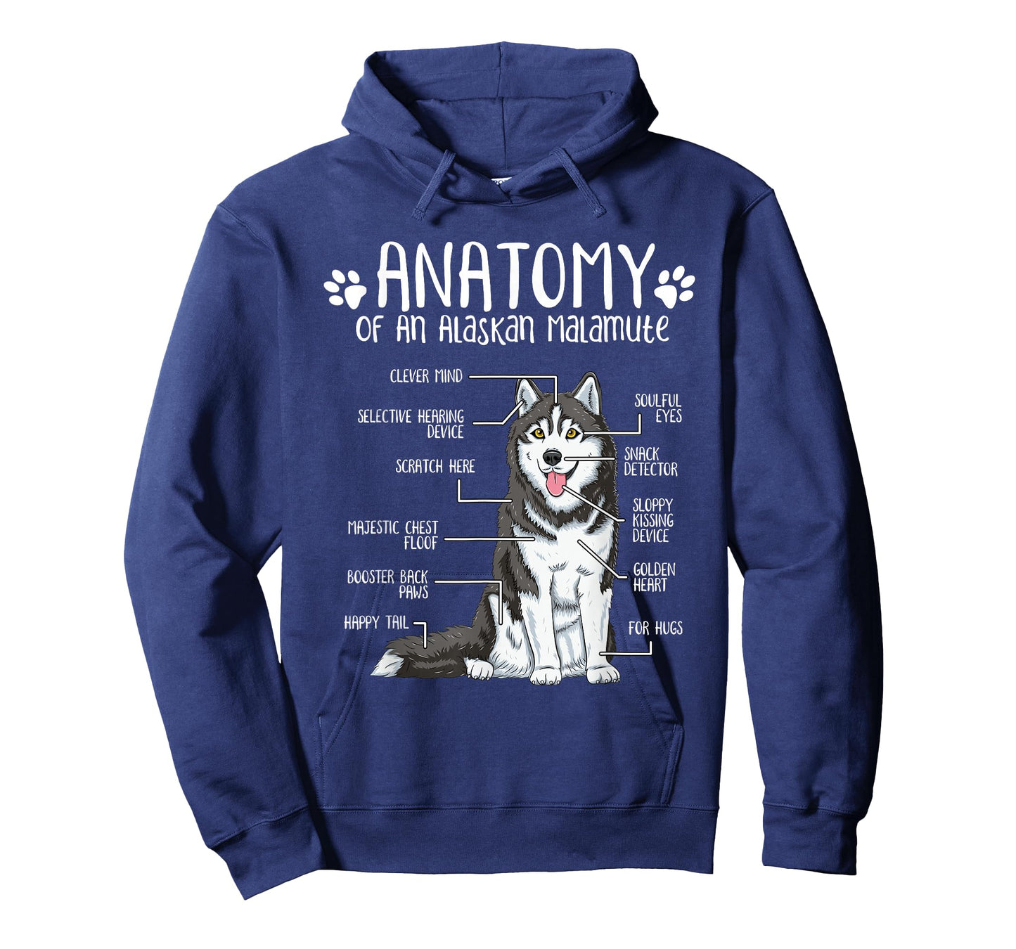 Funny Anatomy Alaskan Malamute Dog Lover T-Shirt for Men Women Girls Kids
