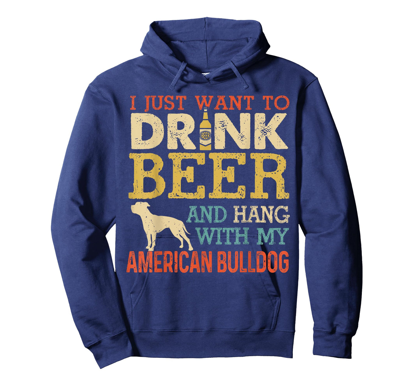 American Bulldog Dad Drink Beer Hang With Dog Funny Vintage T-Shirt