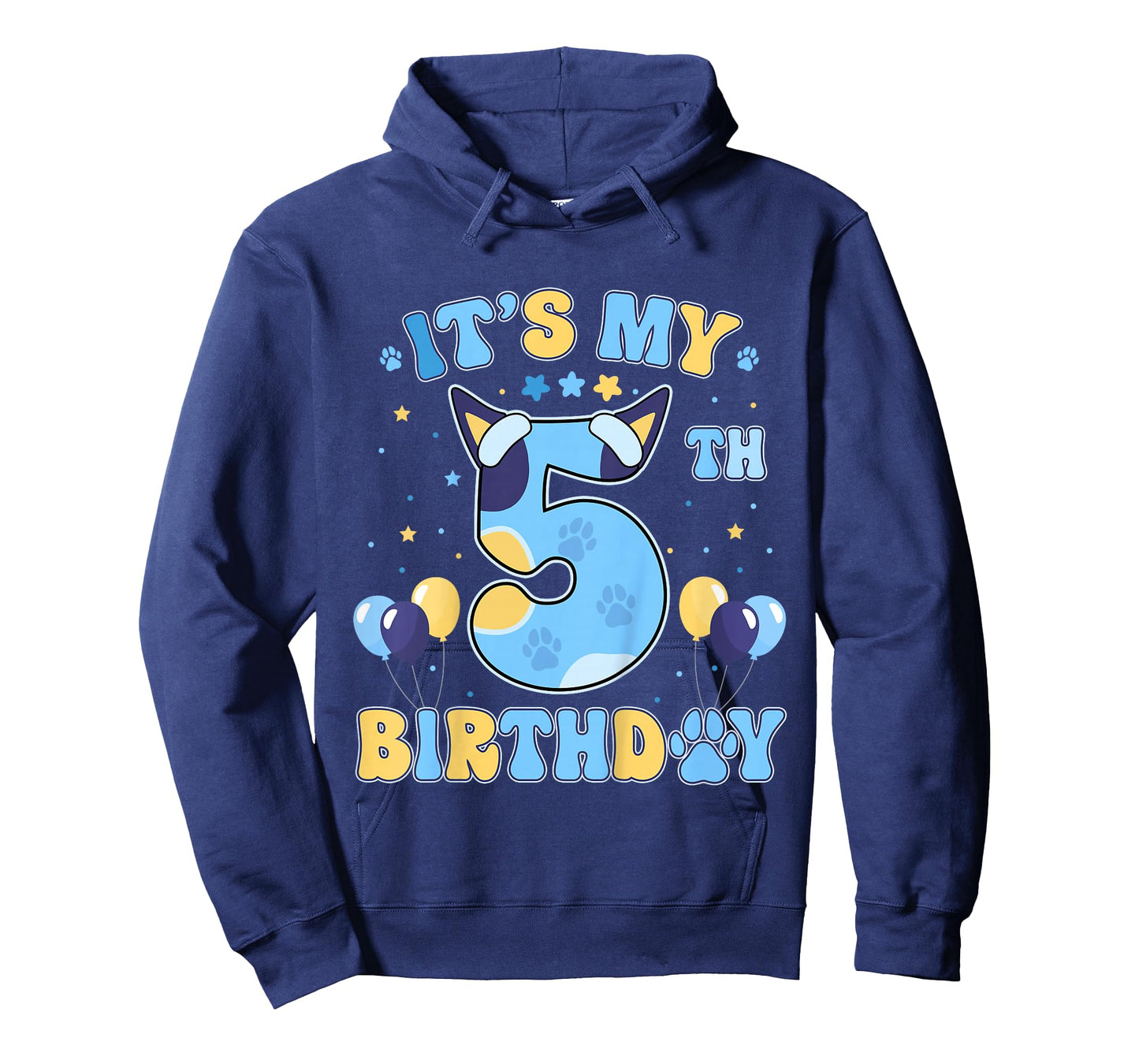 Kids Its my 5th Birthday Boy Blue Dog Theme Party Cool 5 Year Old T-Shirt