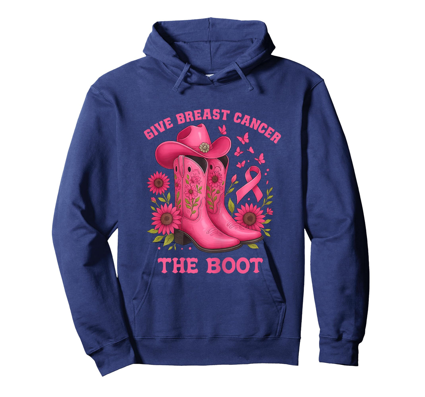 Give Breast Cancer The-Boot Floral Pink Cowboy Theme T-Shirt
