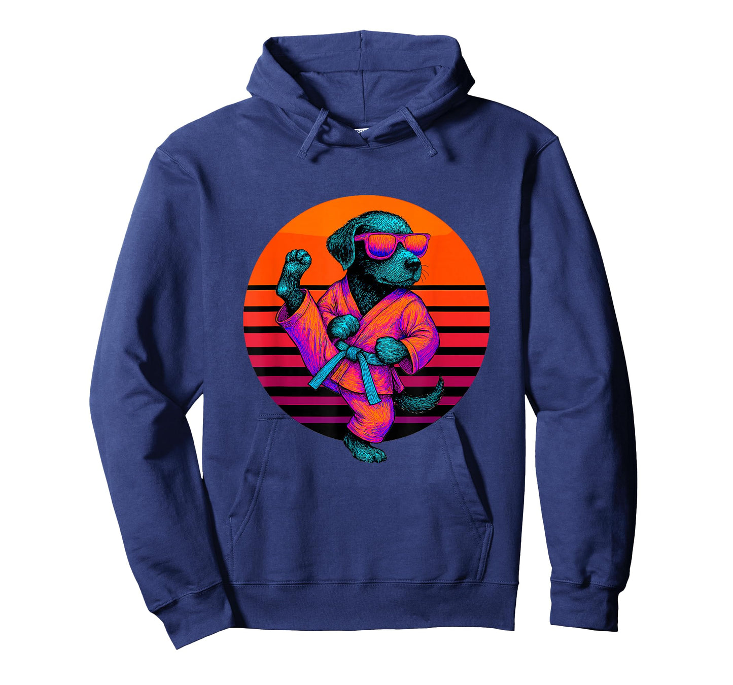 Retro Dog with Taekwondo Belt Taekwondo Fighter T-Shirt