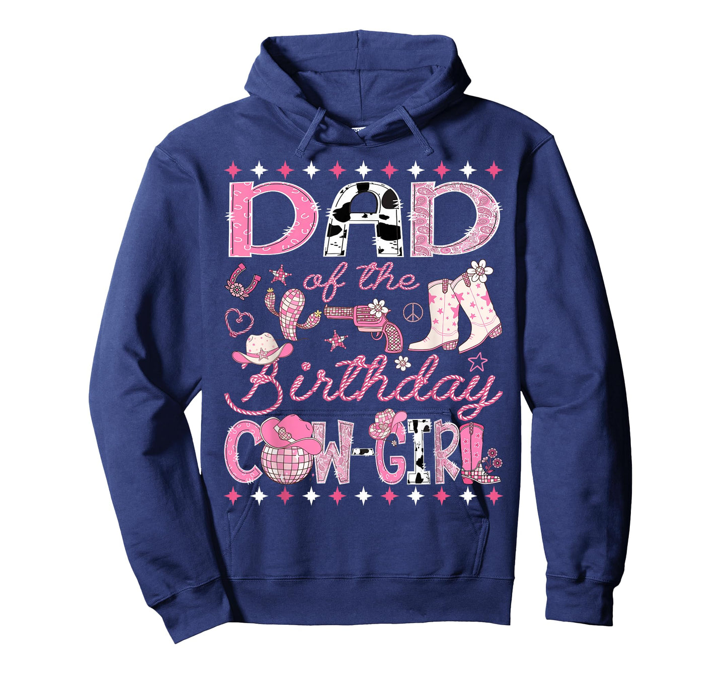Dad of The Birthday Cowgirl Pink Rodeo Western Disco T-Shirt