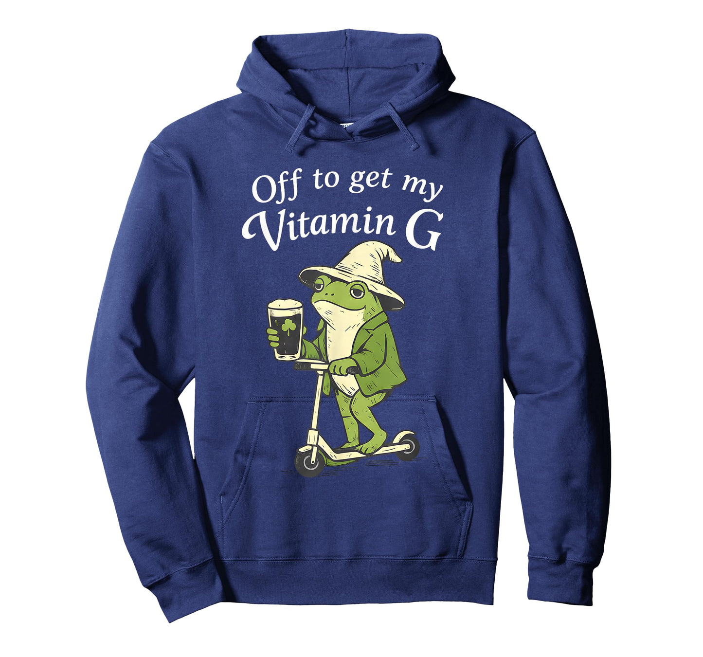 Off to Get My Vitamin G Funny St Patricks Day Frog Irish T-Shirt - Hoodie | Navy