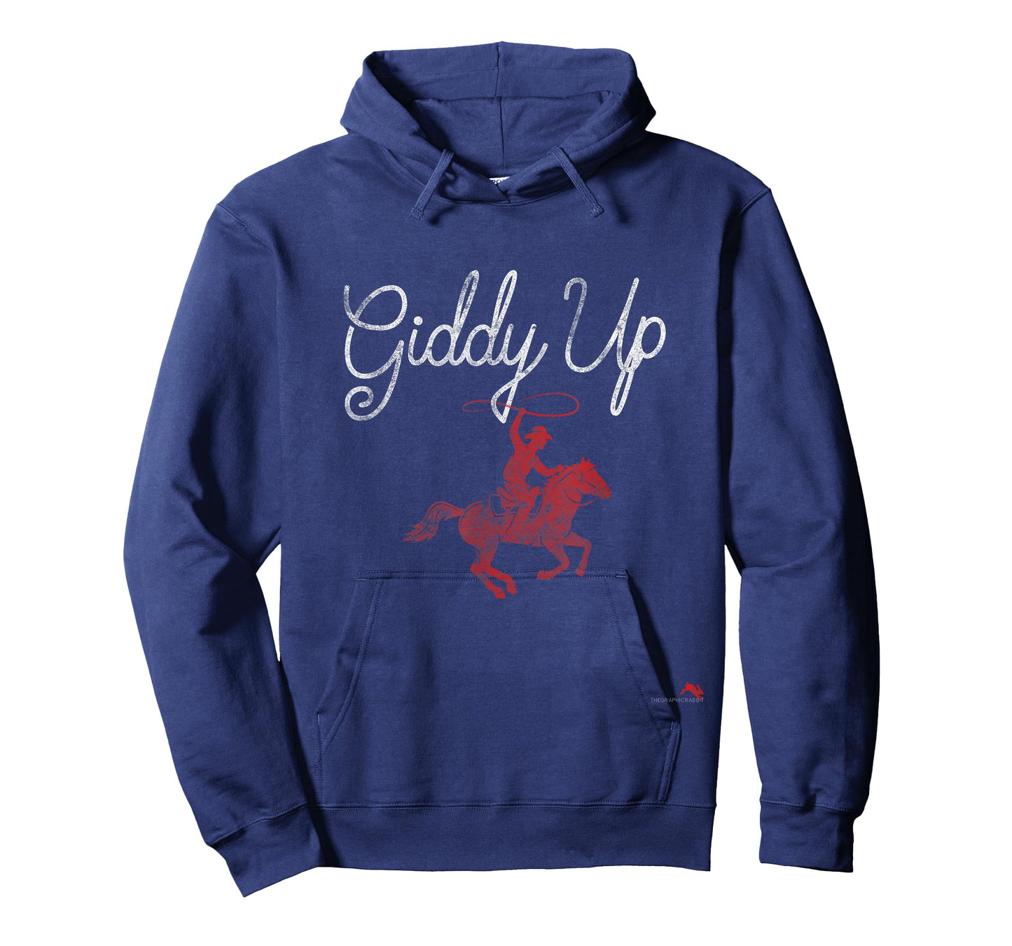 Rodeo Round Up Apparel Giddy Up T-Shirt - Unisex-Adults, Black, Small, Short Sleeve, Vintage, Cowgirl, Vacation