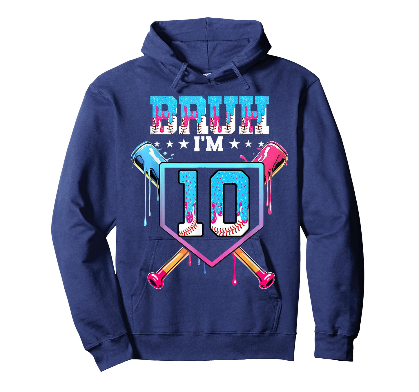 Bruh 10th Birthday Boy Baseball Ice Cream Drip 10 Year Old T-Shirt