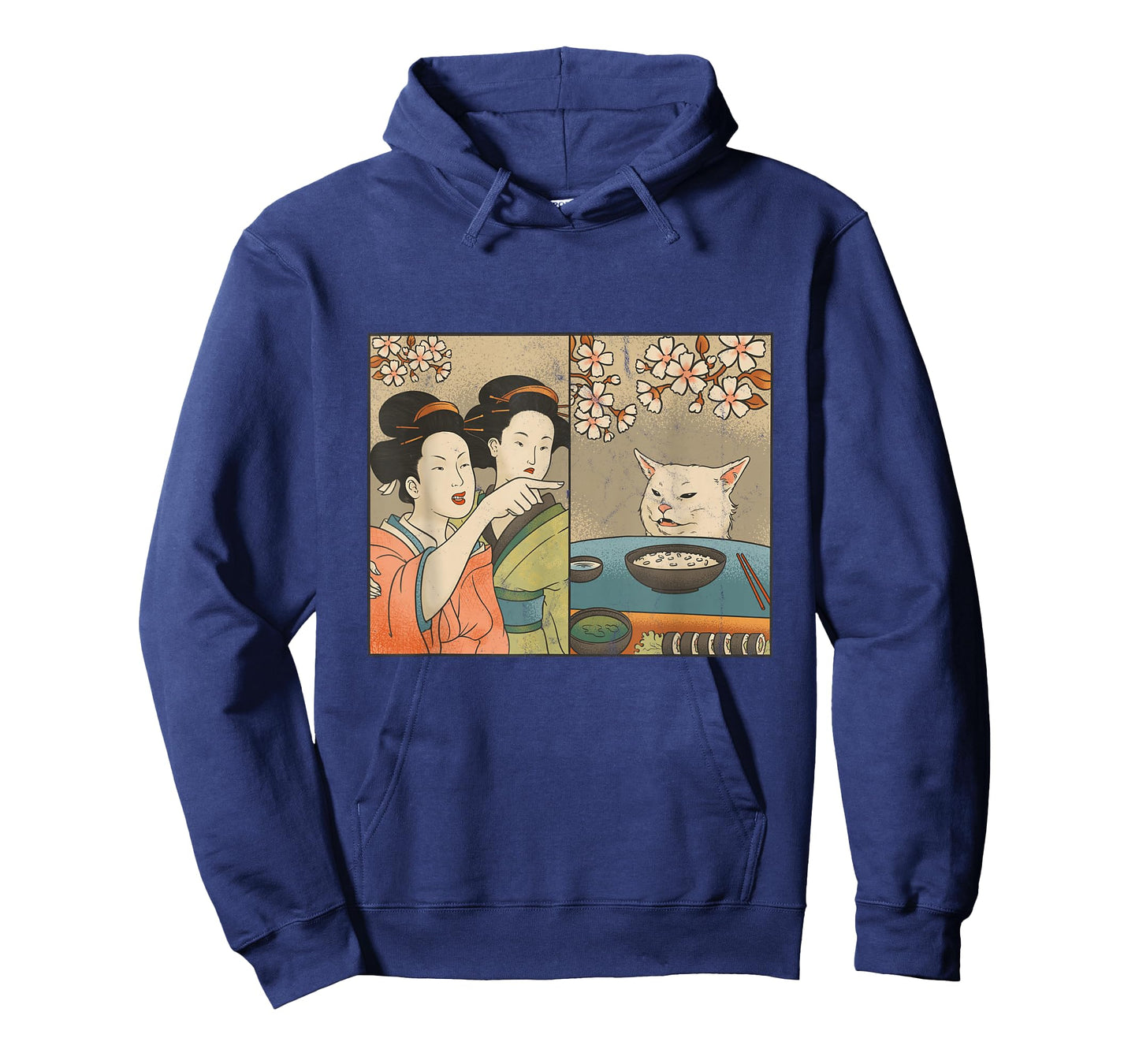 Japanese Art Cherry Blossom Cat and Sushi T-Shirt