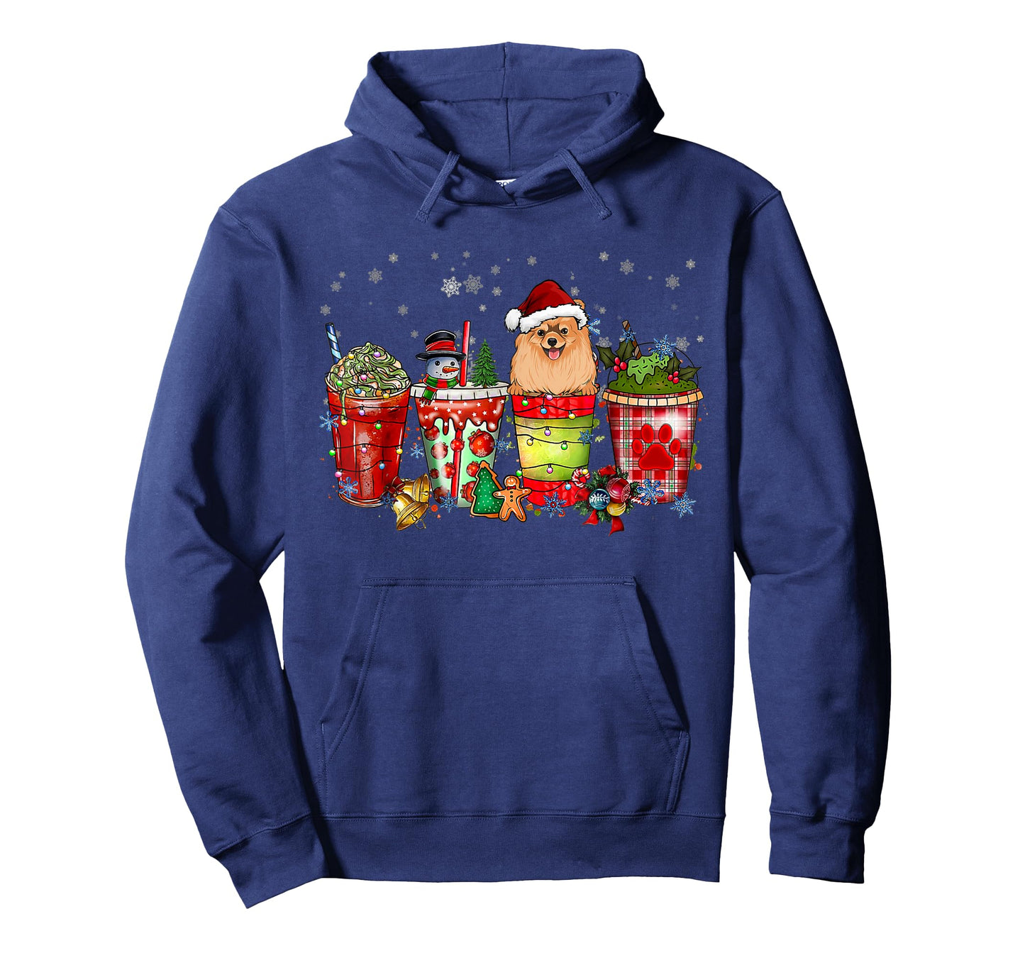 Cute Pomeranian Dog Christmas Coffee Pajamas Xmas T-Shirt for Men Women