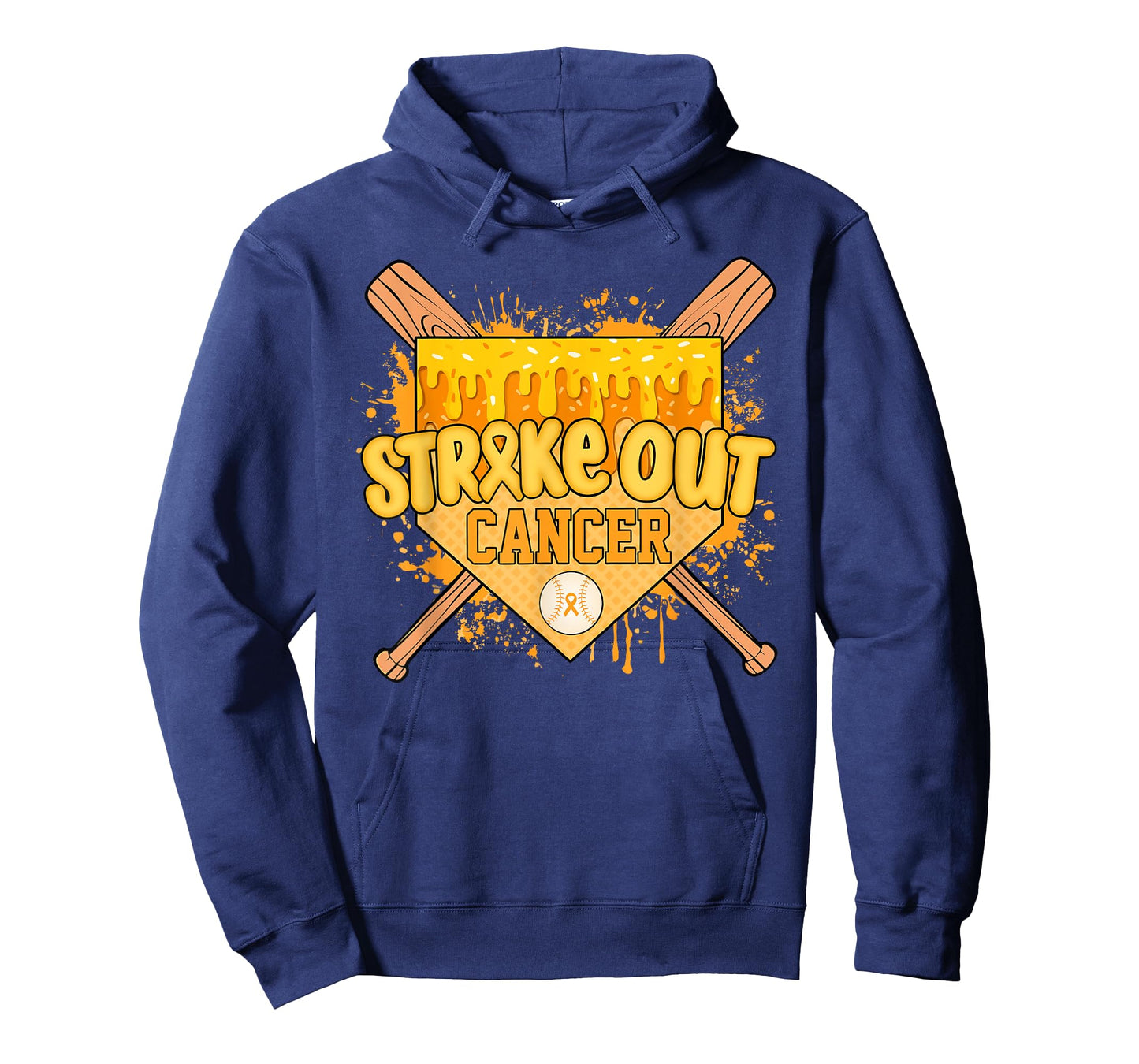 Strike Out Home Plate Ice Cream Drip Childhood Cancer T-Shirt