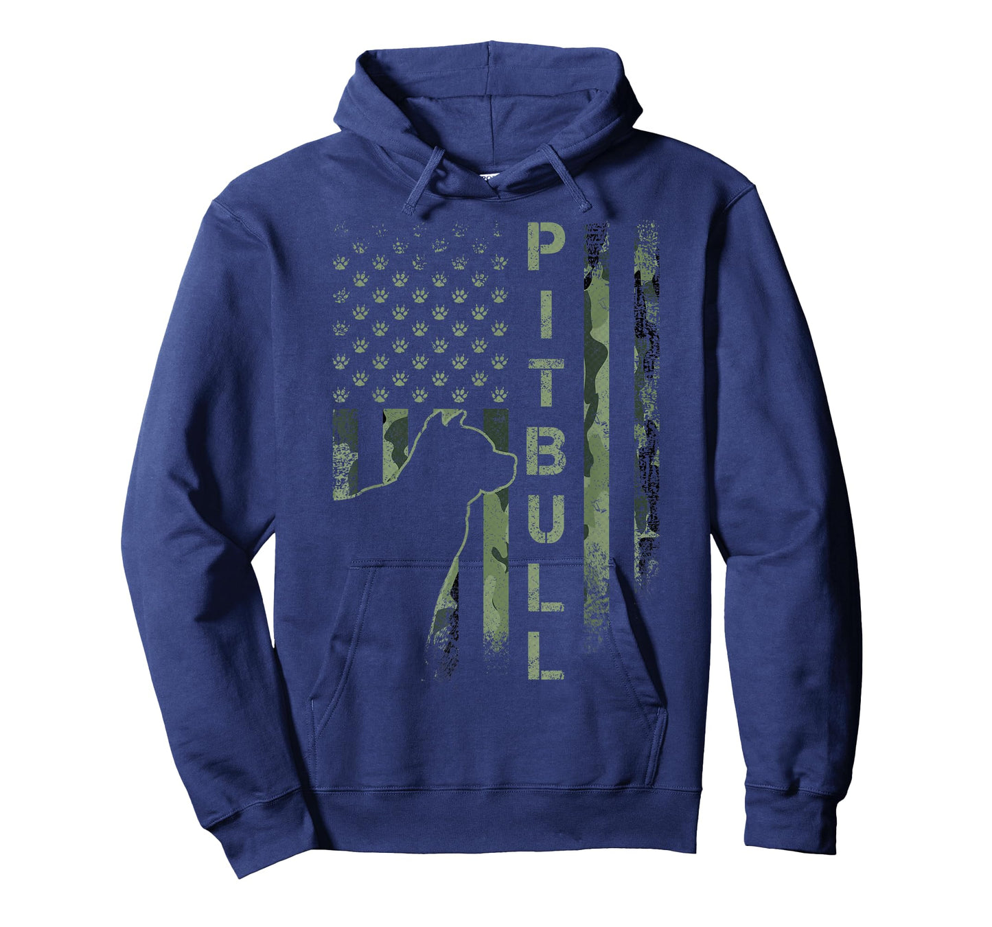 Vintage USA American Camo Flag Pitbull Dog Silhouette Pittie T-Shirt