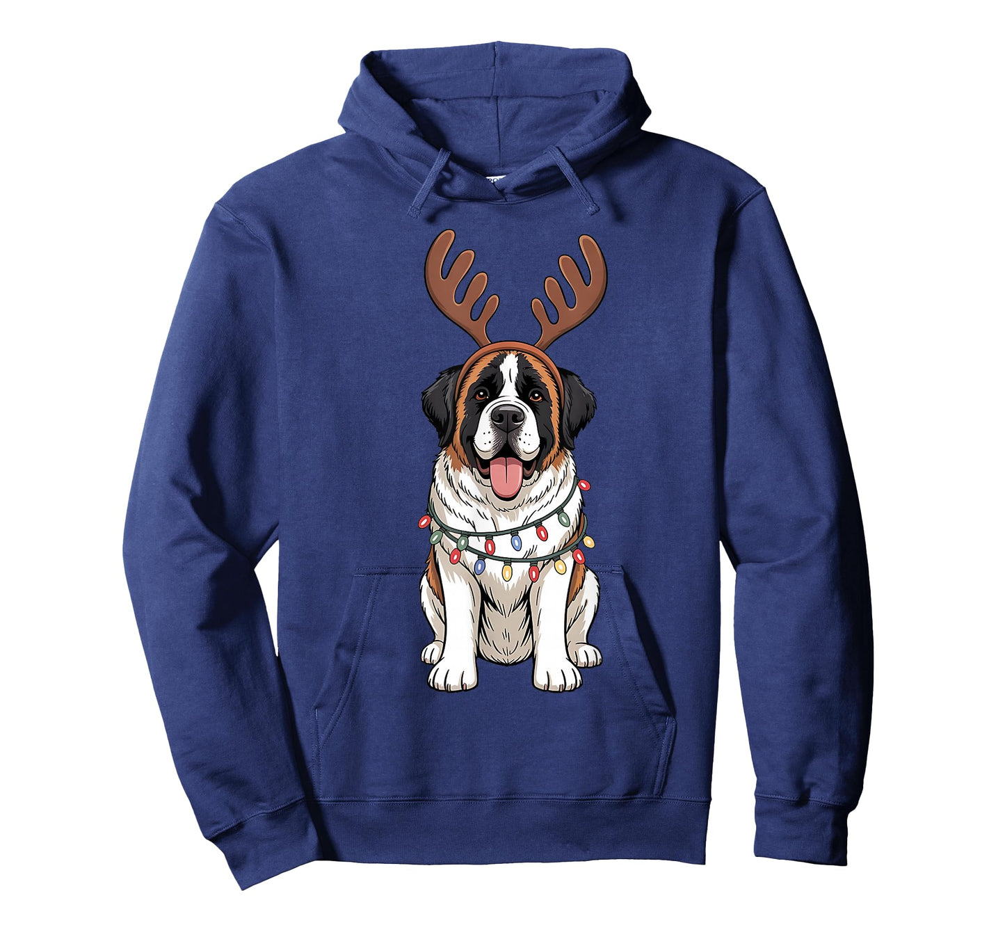 Saint Bernard Dog Christmas Reindeer Lights Funny Xmas T-Shirt