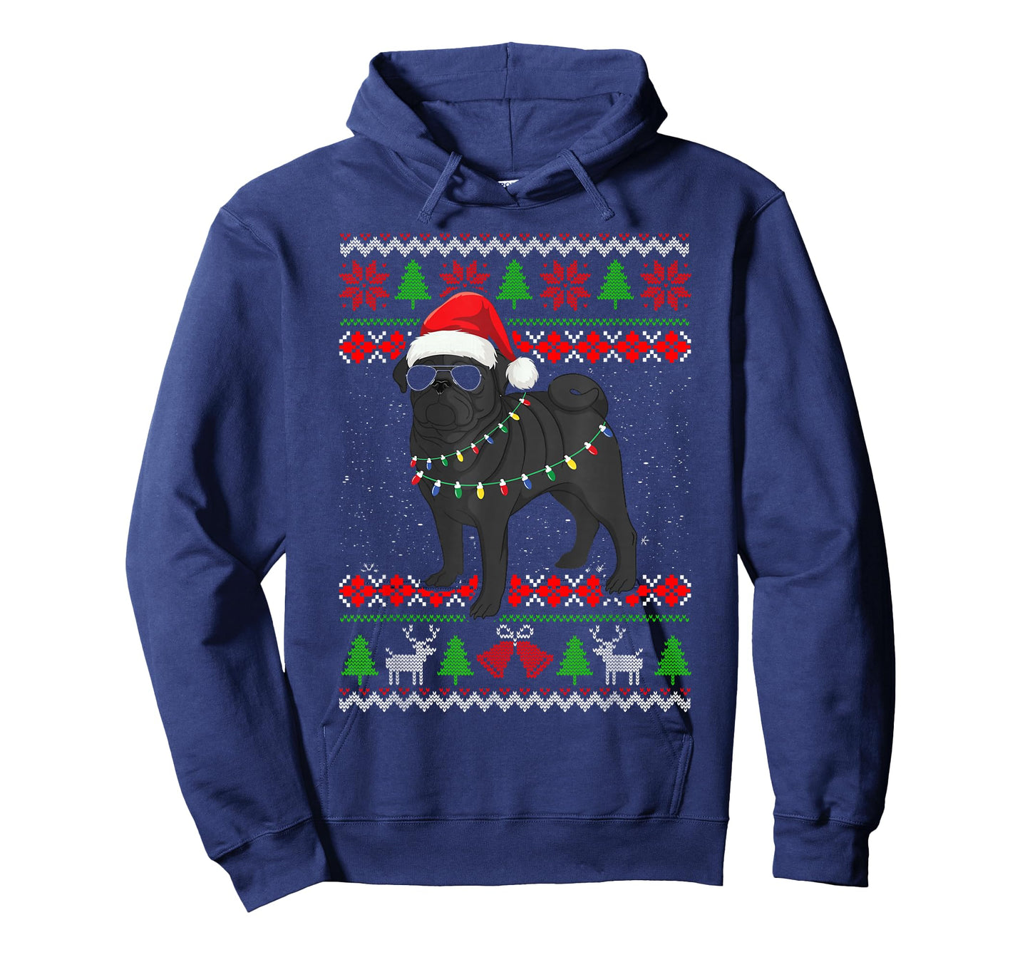 Black Pug Christmas Tree Dog Mom Dad Ugly Sweater Christmas T-Shirt