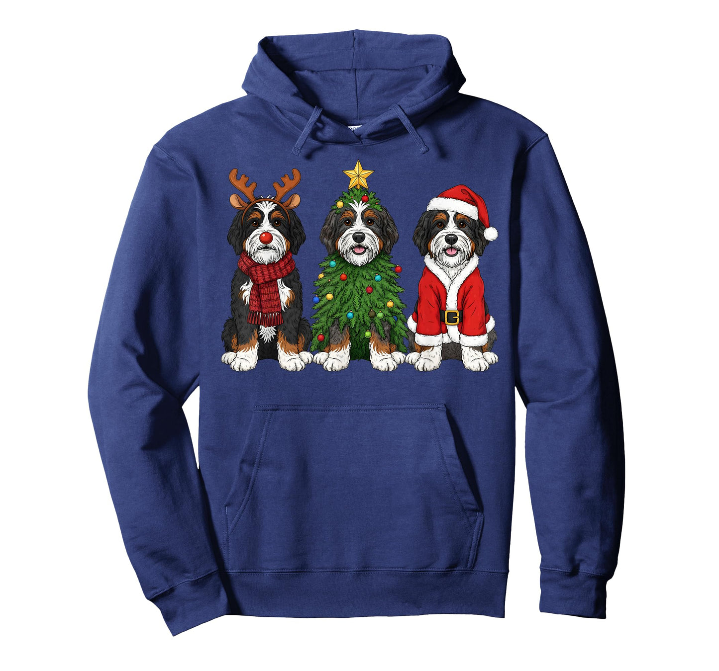 Retro Christmas Bernedoodle Santa Reindeer Dog Lover T-Shirt