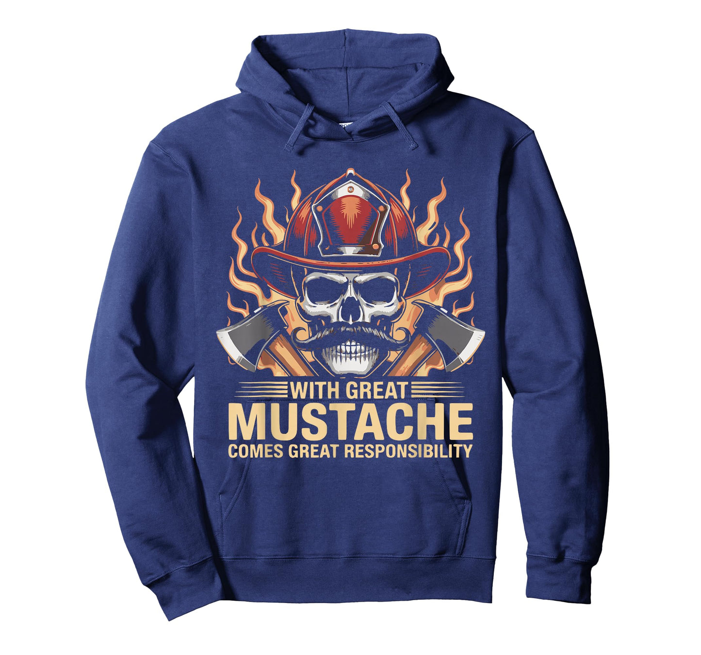 Firefighter Mustache Skull Hero Flame Axes First Responders T-Shirt