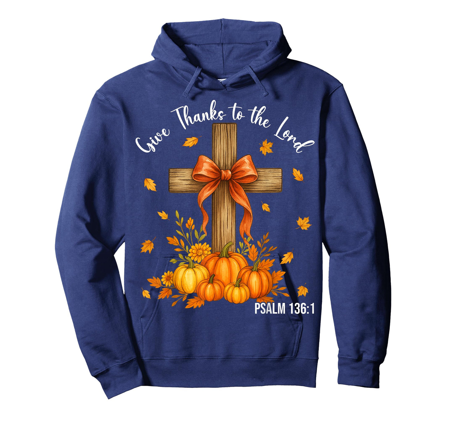Give Thanks to The Lord Cross Christian Thanksgiving Fall T-Shirt