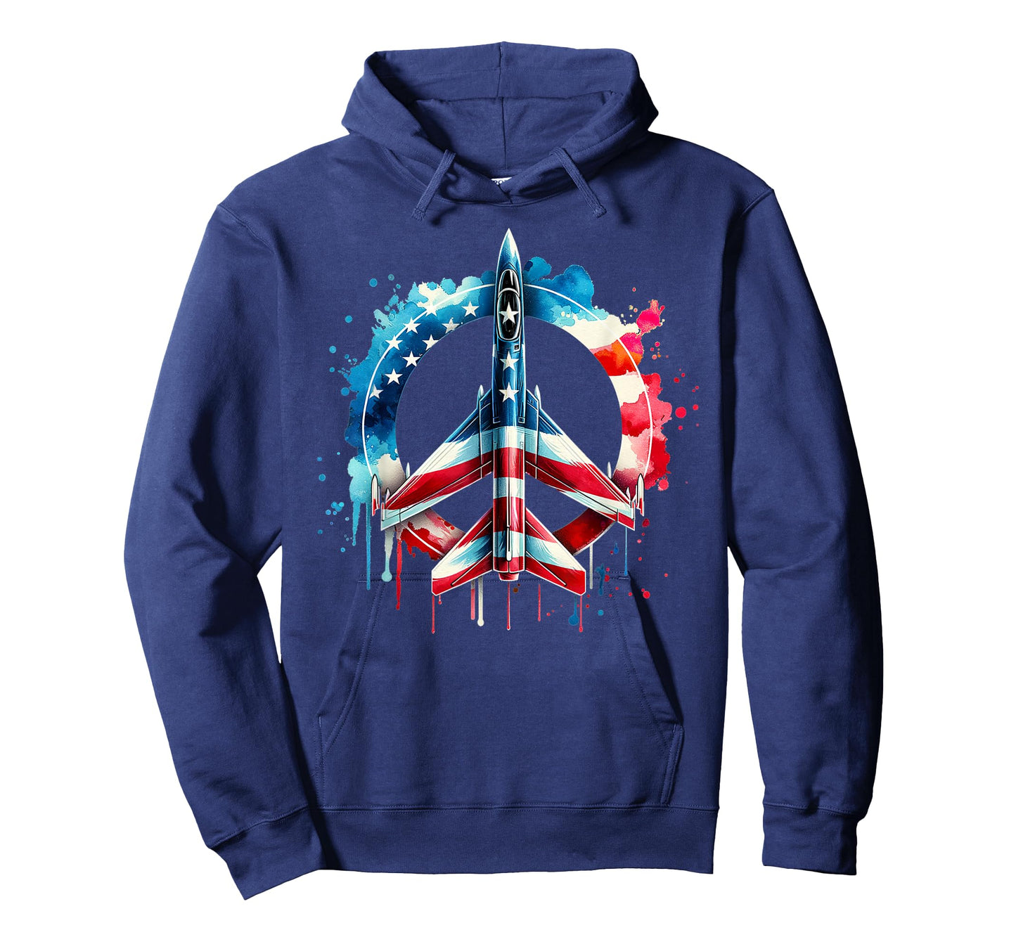 Flying Jet American Flag Peace Sig USA Patriotic July 4th T-Shirt