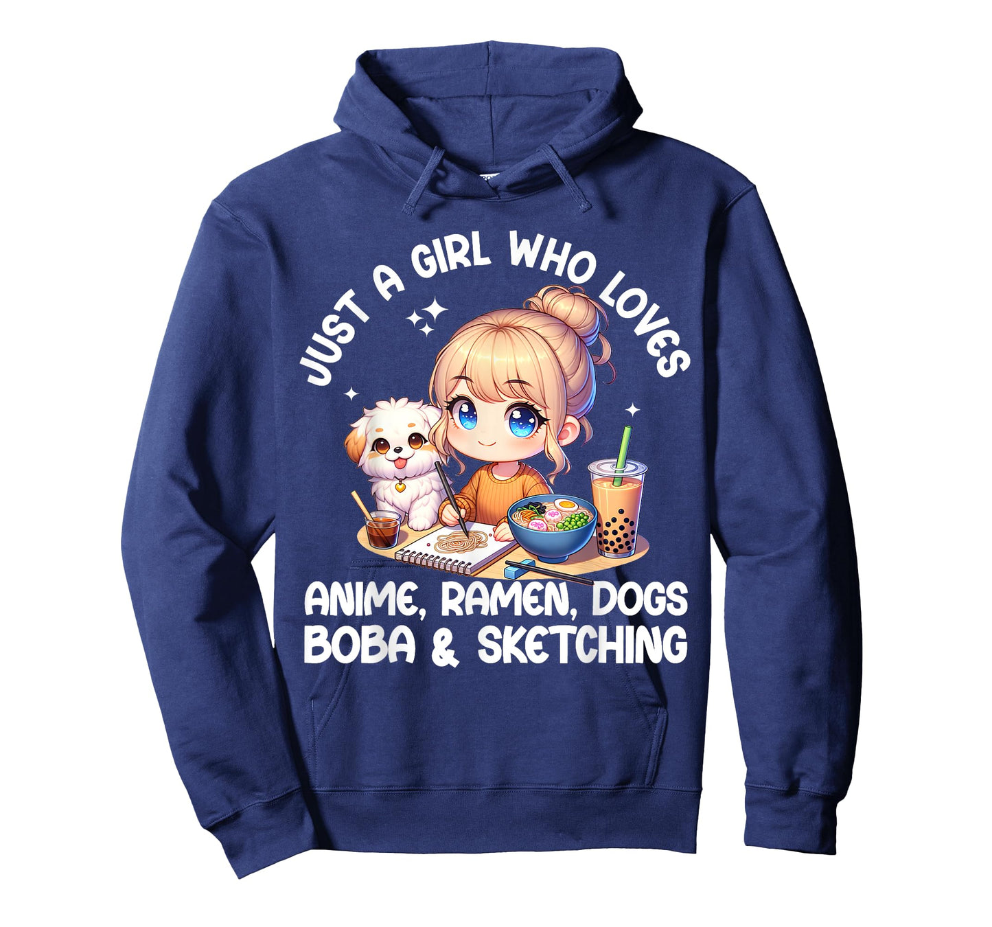 Just A Girl Who Loves Anime Ramen Dogs Boba And Sketching T-Shirt