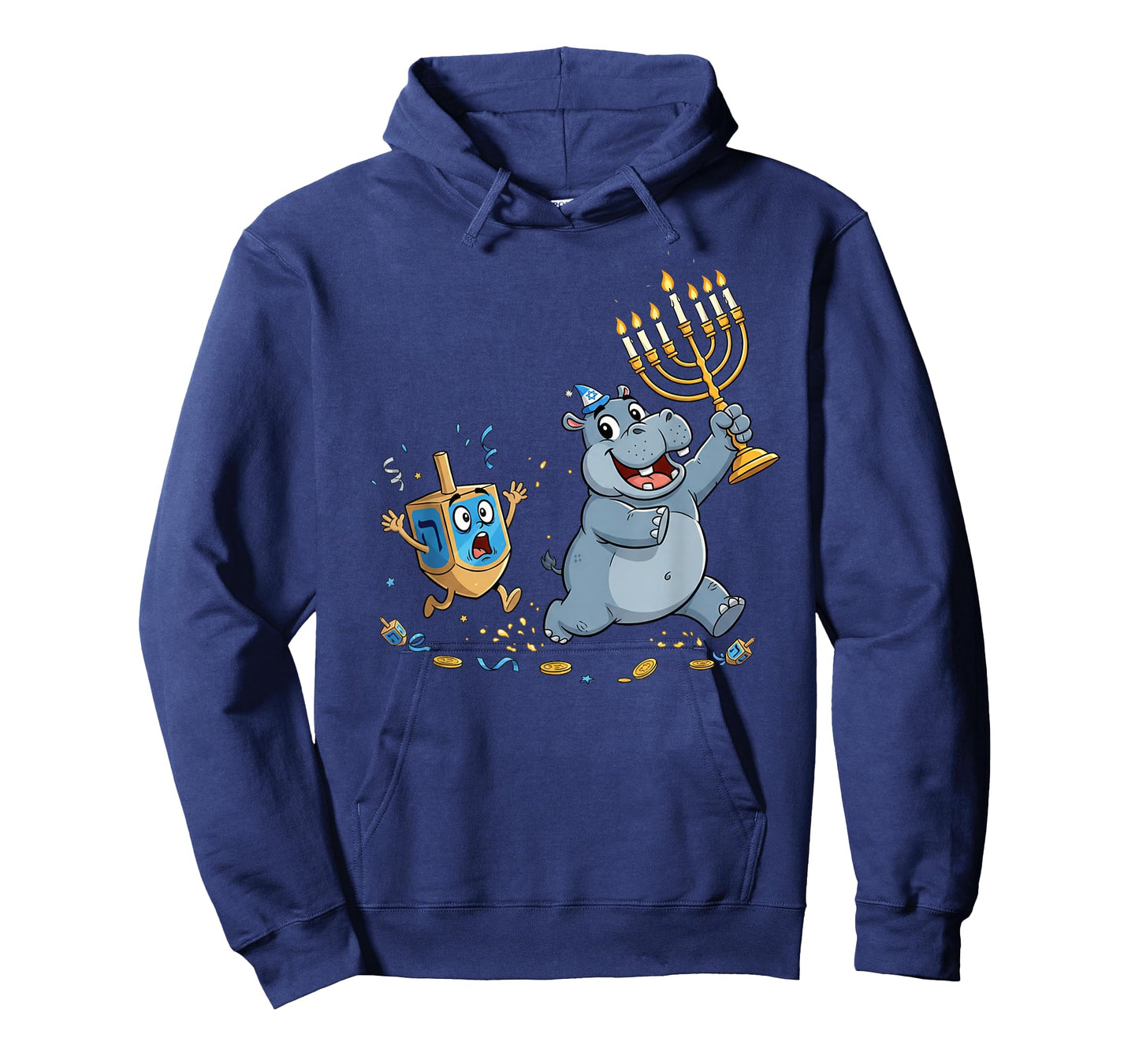 Funny Hippo Dreidel Menorah Hanukkah Kids Womens Mens T-Shirt