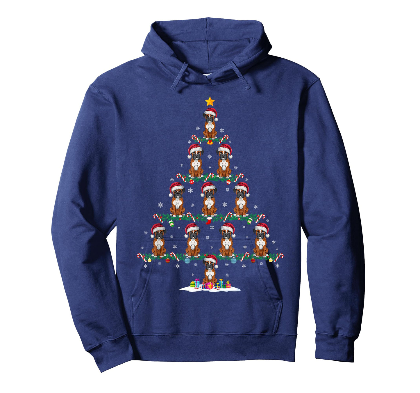 Boxer Dog Christmas Tree Pajama Men Women Kids Ugly Xmas T-Shirt