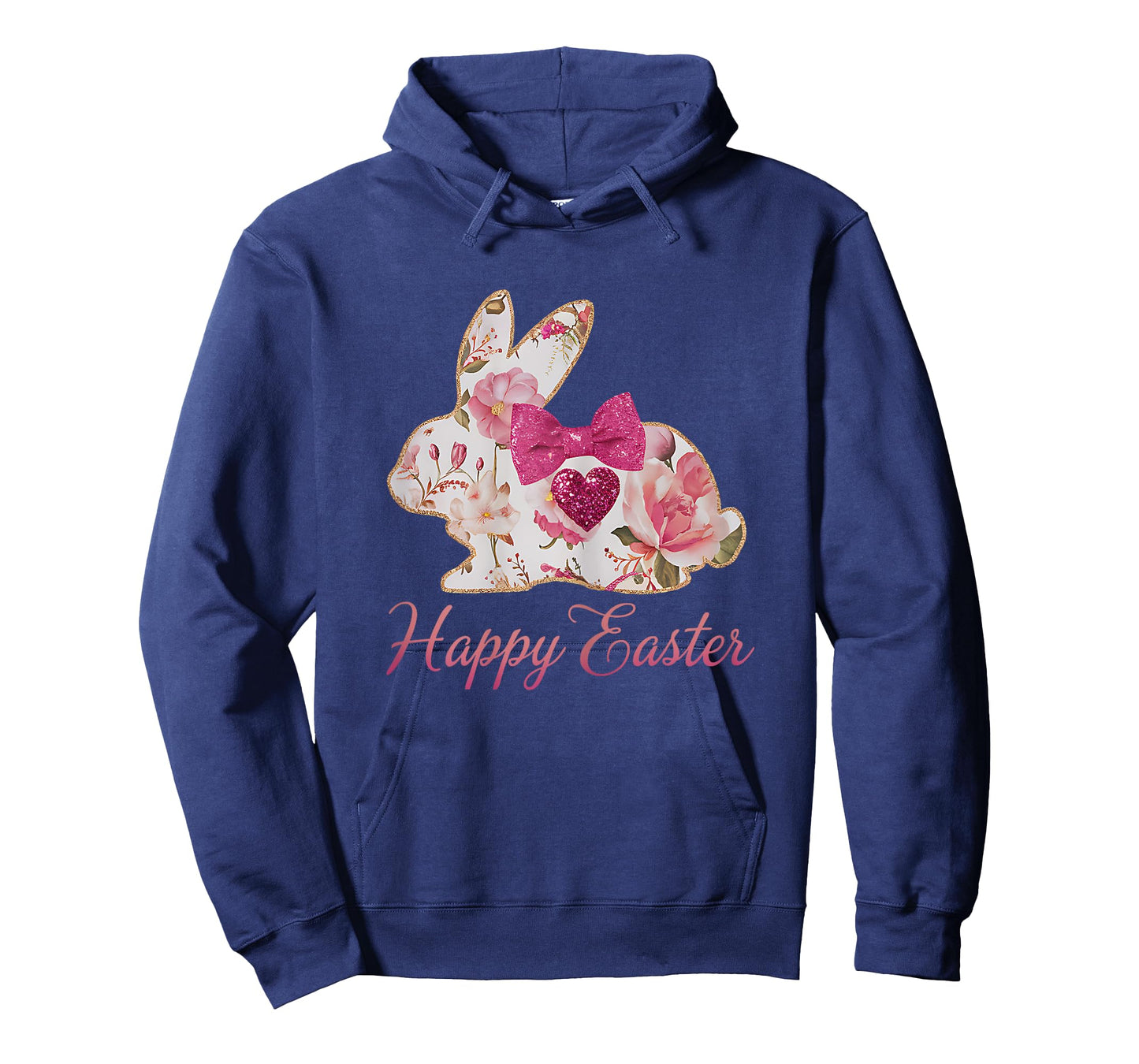 Pink Floral Chinoiserie Bunny Happy Easter Day Girls Women T-Shirt