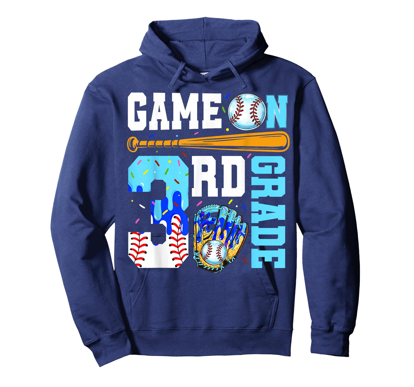 3rd Grade Back To School Baseball Drip Ice Cream Game On T-Shirt