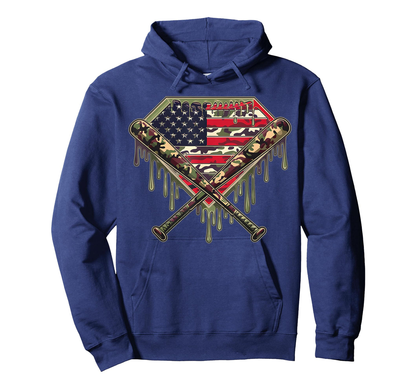 Baseball Home Plate Drip Baseball Ice Cream Flag US Matching T-Shirt