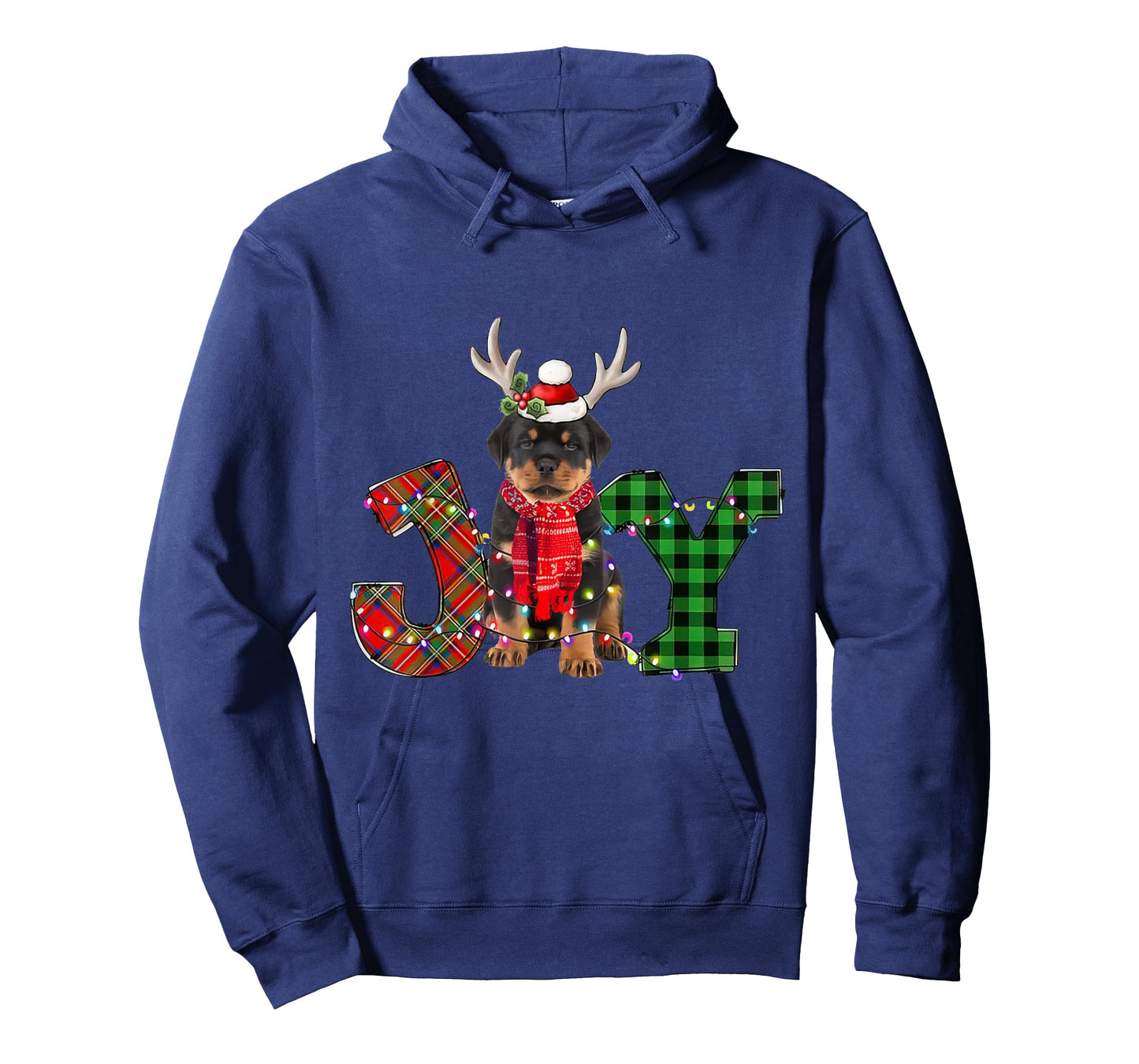 Joy Christmas Lights Rottweiler Dog Santa Hat Pajama T-Shirt for Men Women Kids
