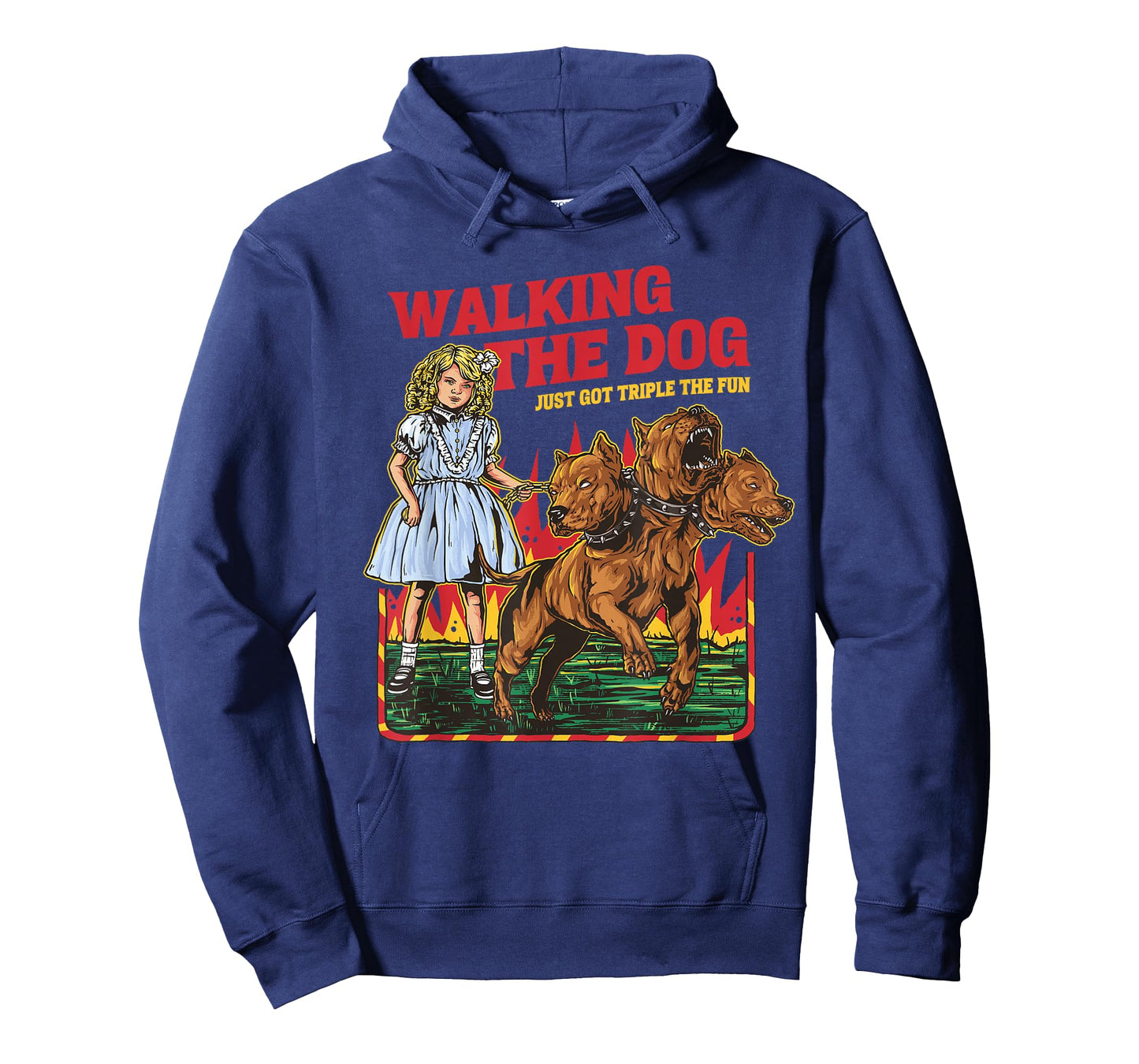 Walking The Dog Cerberus Funny Meme Graphic Vintage Retro T-Shirt