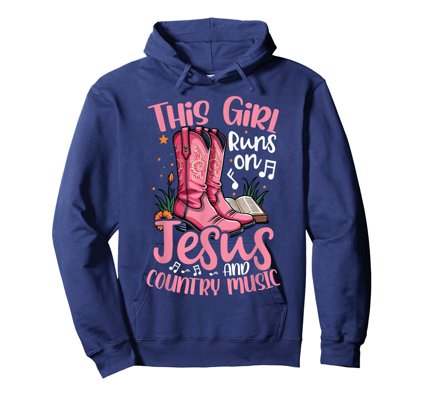 This Girl Runs on Jesus and Country Music Pink Cowboy Boots T-Shirt