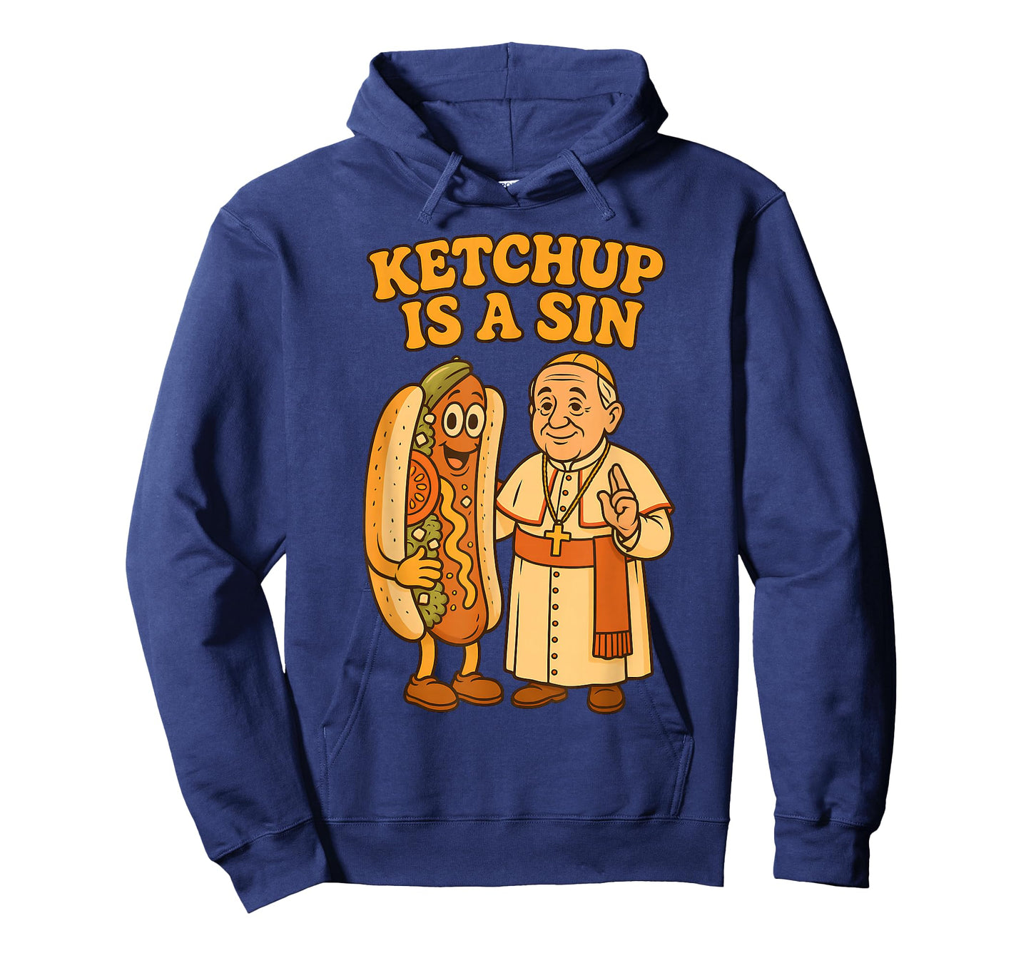Da Pope Ketchup Is a Sin Funny Chicago Hot Dog Design T-Shirt