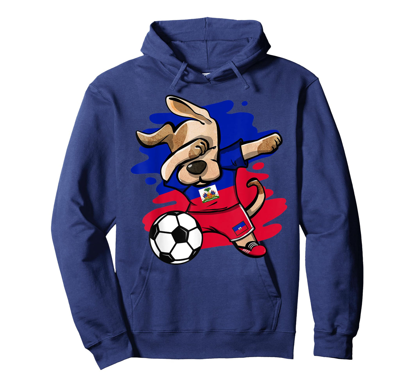 Dabbing Dog Haiti Soccer Fans Jersey Haitian Flag Football Men Women Kids T-Shirt