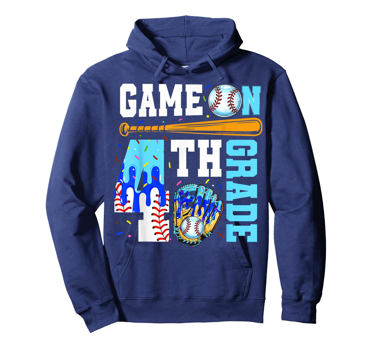 4th Grade Back To School Baseball Drip Ice Cream Game On T-Shirt