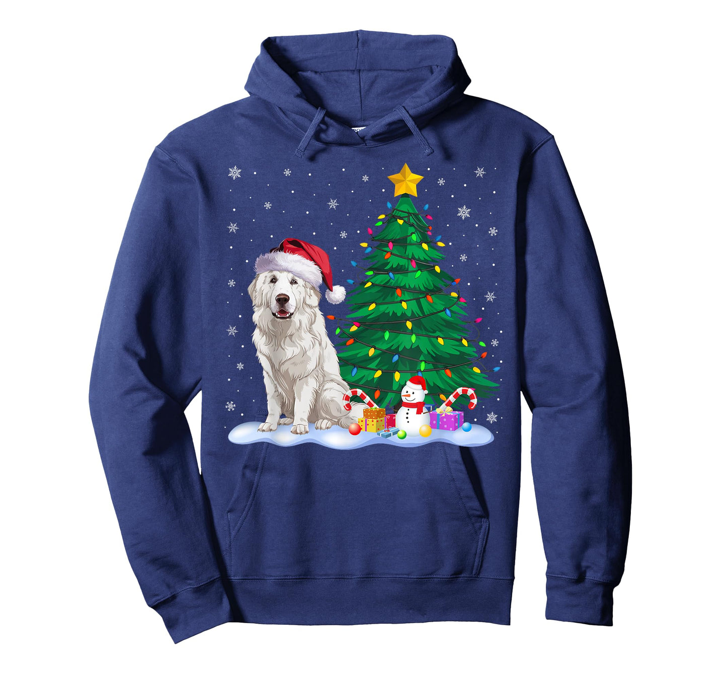 Great Pyrenees Dog Xmas Tree Lights Reindeer Hat Christmas T-Shirt