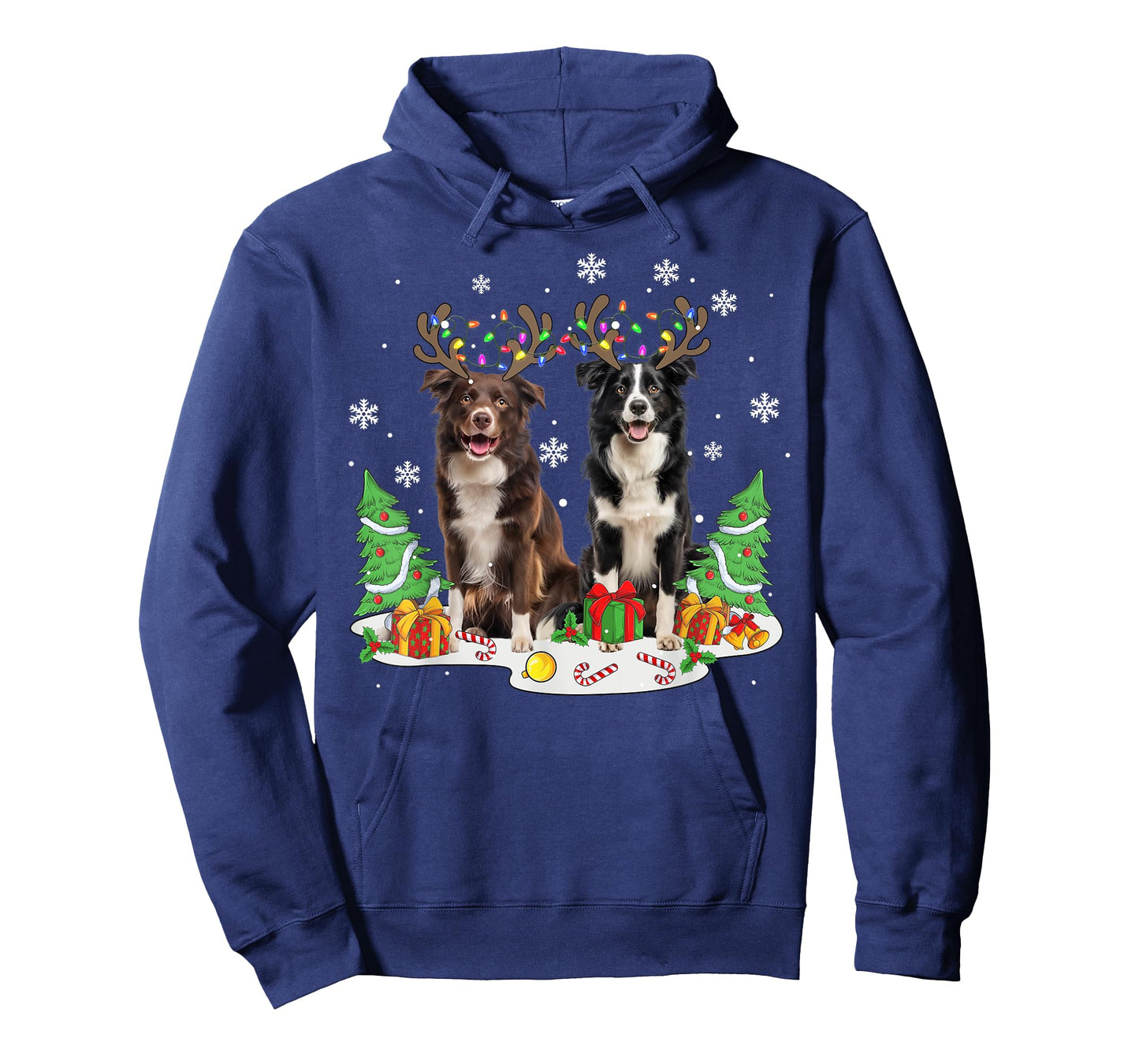 Border collie Dog Christmas lights Xmas Border collie dog T-Shirt for Men Women Kids