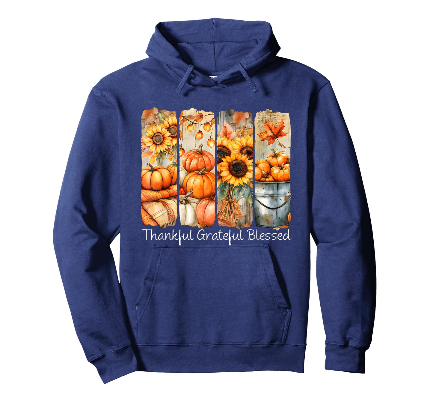 Thankful Grateful Blessed Fall Floral Pumpkin Thanksgiving T-Shirt