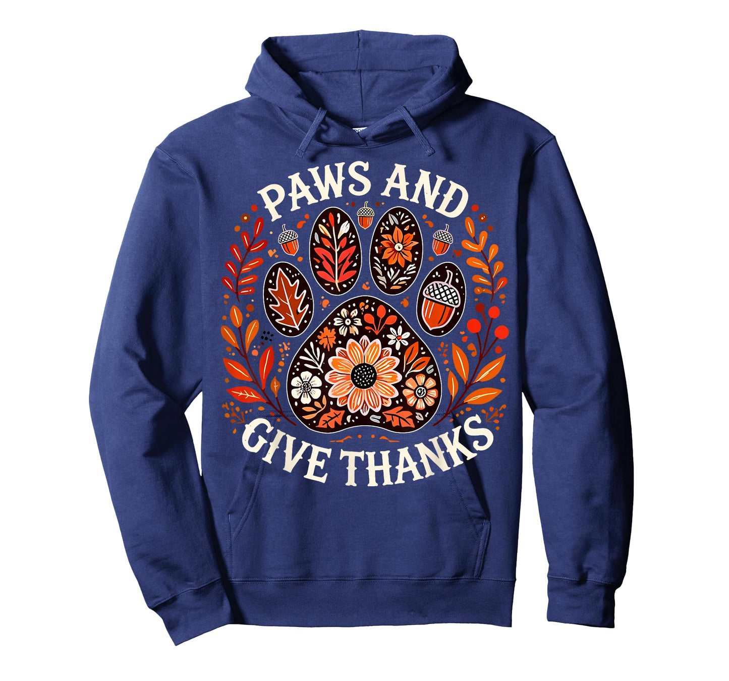 Paws and Give Thanks Dog Paw Floral Thanksgiving Day Autumn T-Shirt