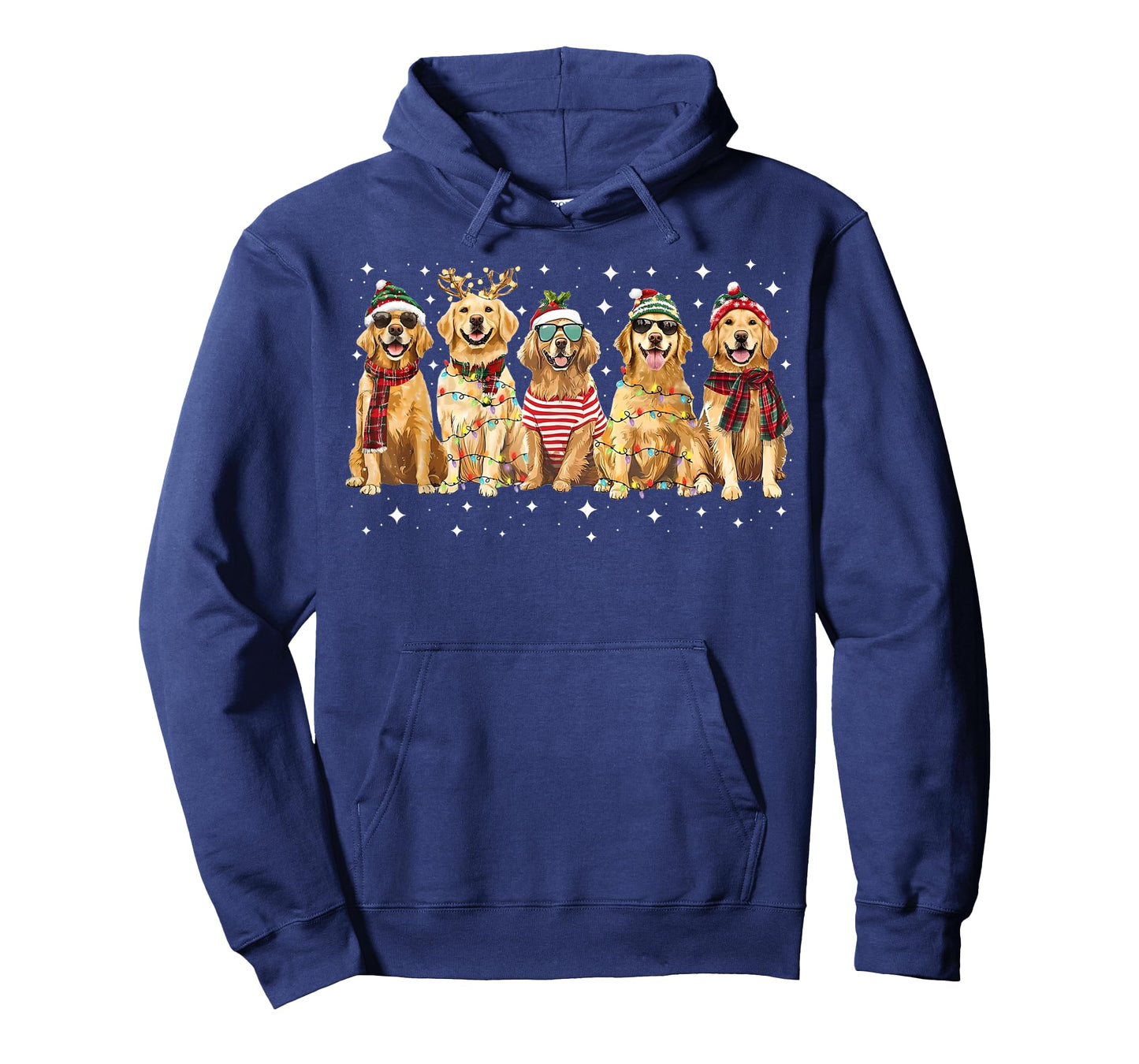 Golden Retriever Santa Christmas Lights Funny Xmas Dog Lover T-Shirt