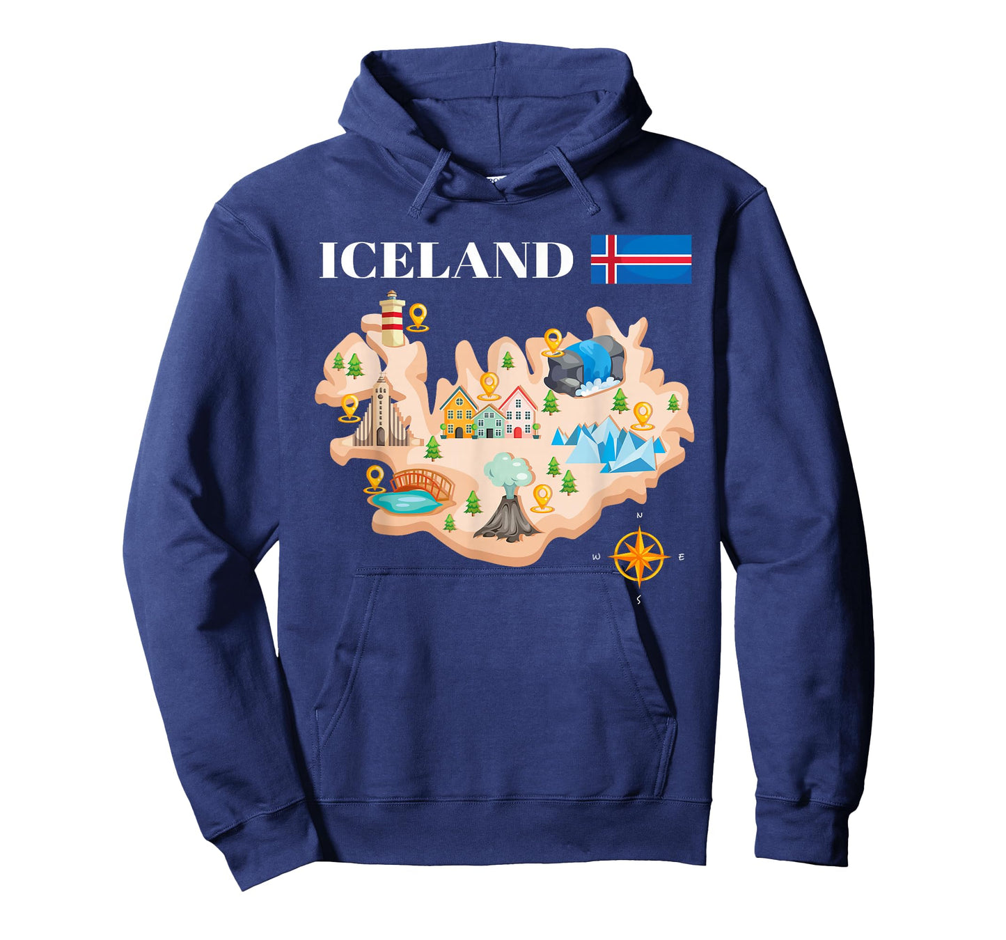 Iceland Map Souvenir Eyjafjallajokull Puffin Travel T-Shirt
