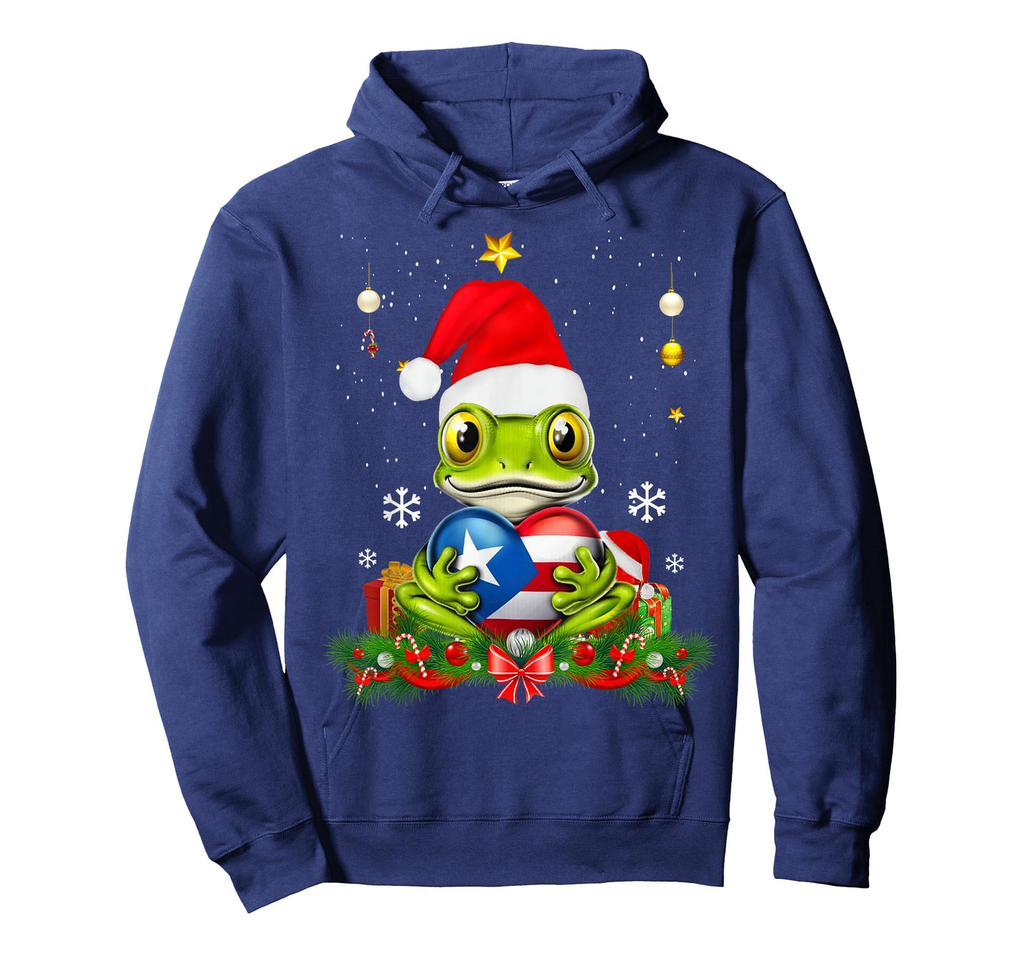 Patriotic Puerto Rico Flag Frog Tree Christmas Puero Rican T-Shirt