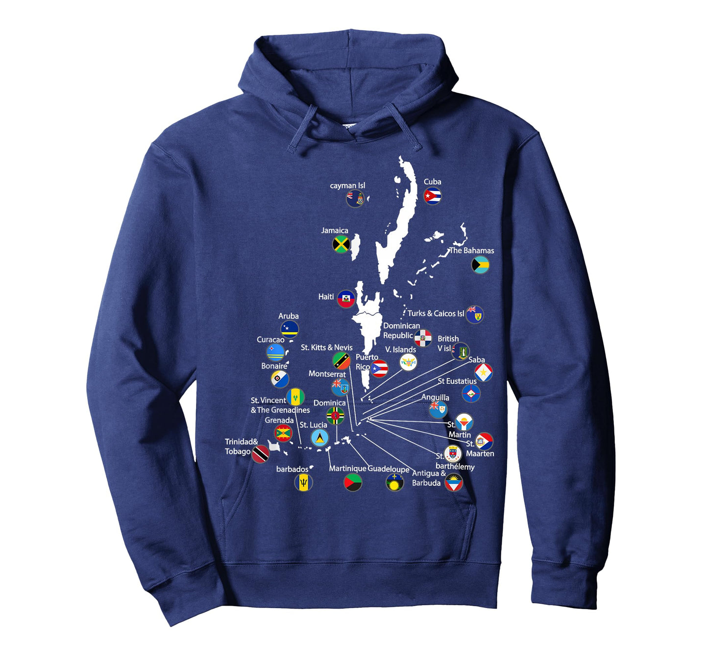 Caribbean islands Flags & map, Caribbean sea vacations T-Shirt