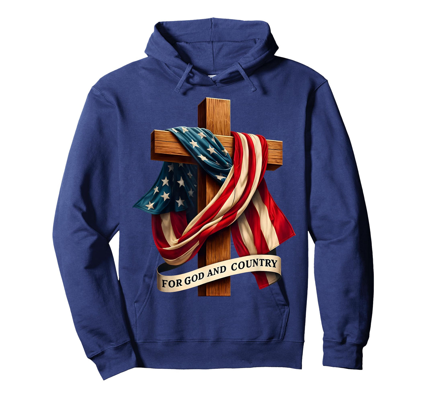 For God and Country Cross Christian Patriotic Jesus Lovers T-Shirt, Small, Black