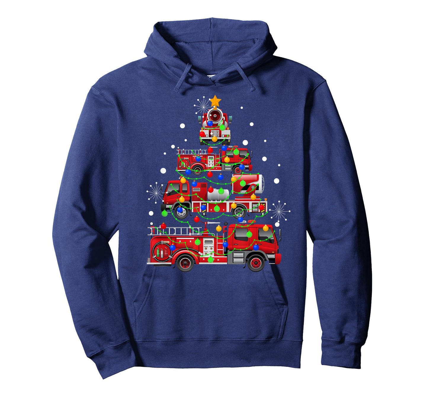 Funny Christmas Decor Firefighter Truck Christmas Tree T-Shirt