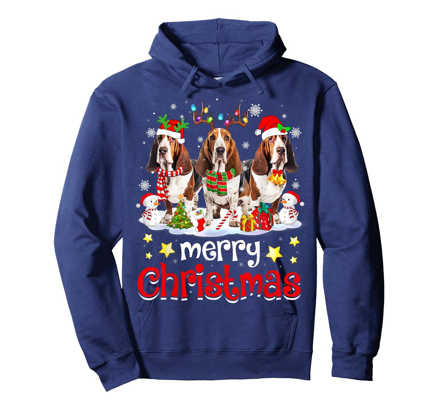 Basset Hound Christmas with Decorations Xmas T-Shirt