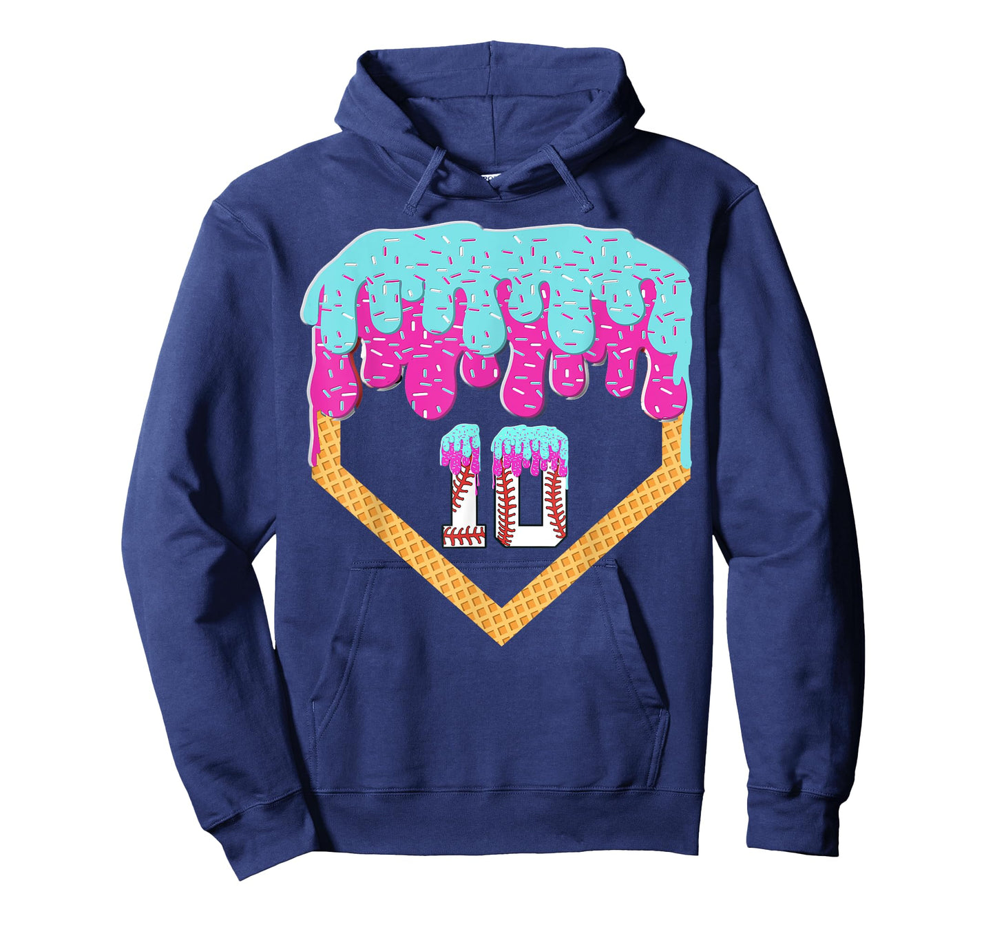 Baseball Drip 10 Year Old Ice Cream 10th Birthday Boy T-Shirt