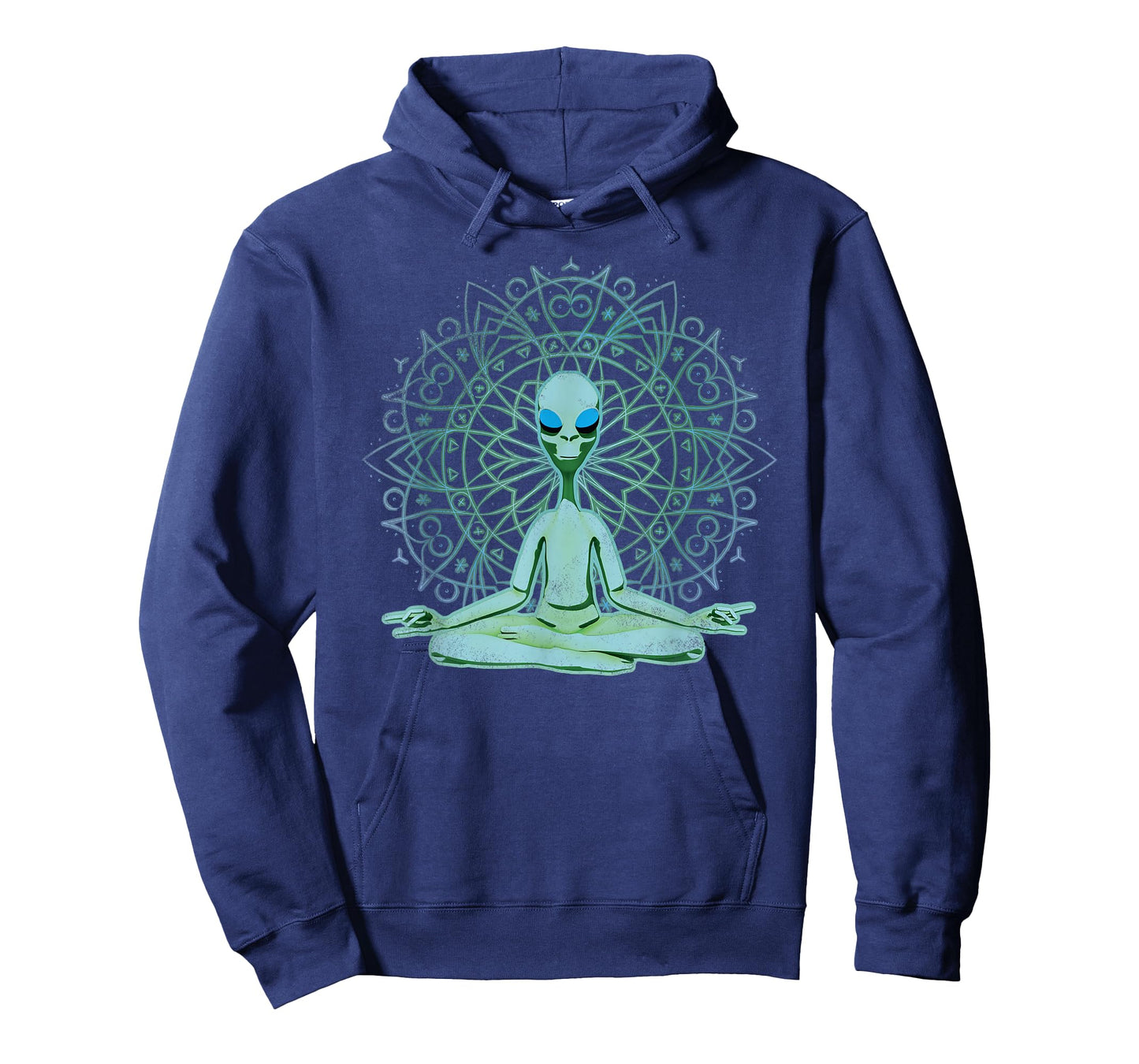 Alien Shirt UFO Mandala Meditating Green Alien Lotus Zen T-Shirt