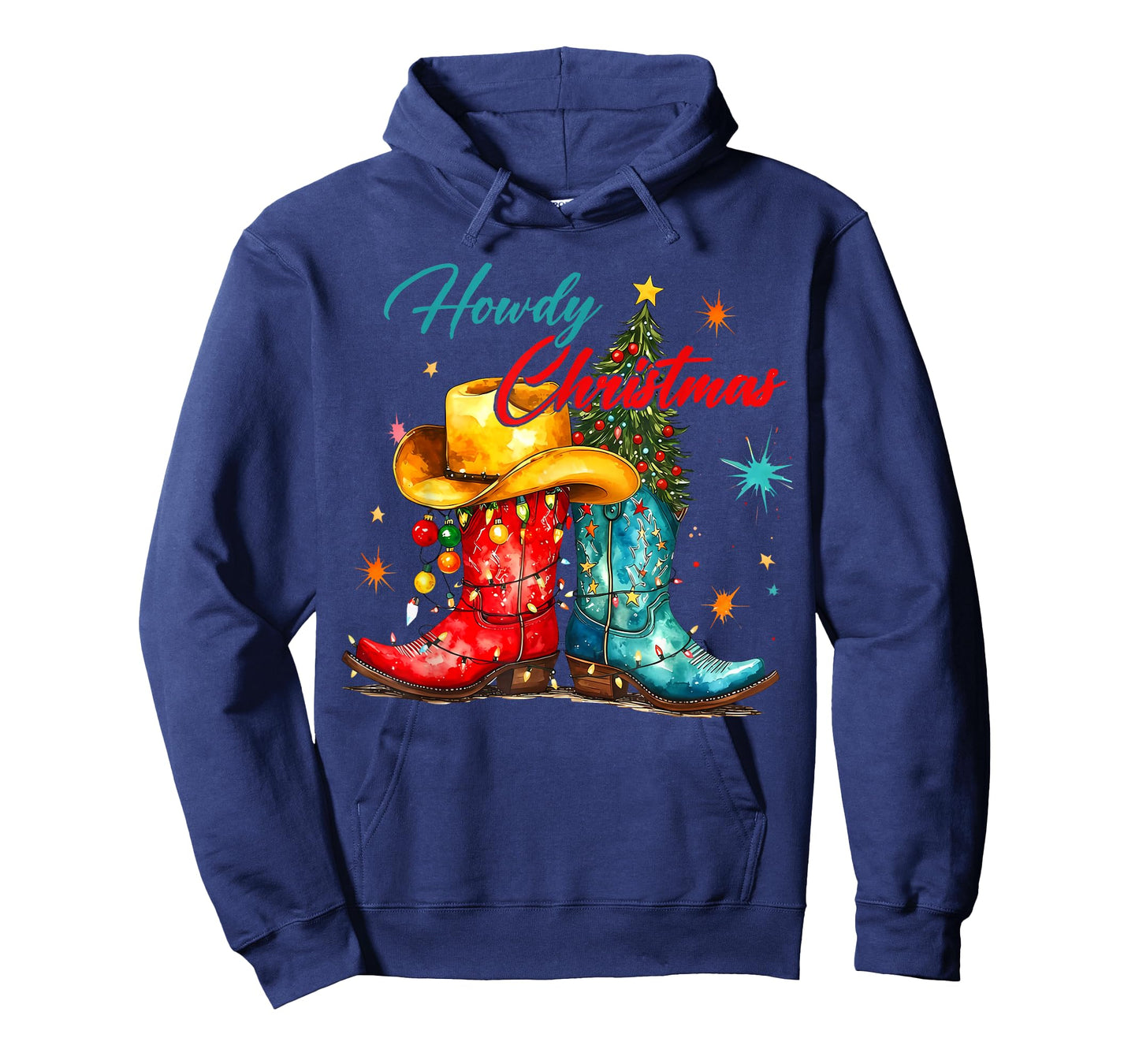Howdy Christmas Xmas Cowboy Boots Western Men Women Kids T-Shirt