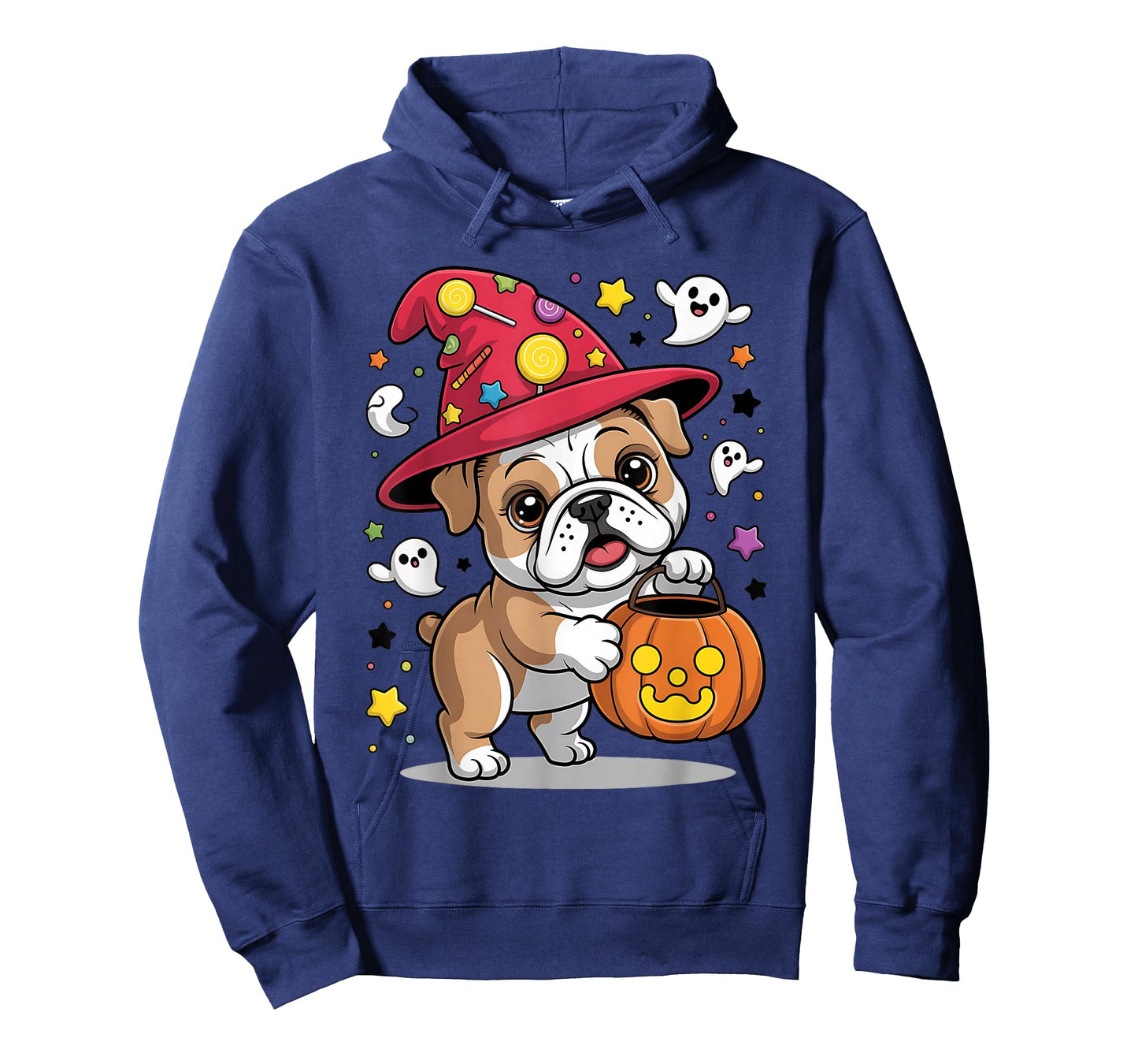 English Bulldog Pumpkin Ghost Candy Witch Halloween Costume T-Shirt