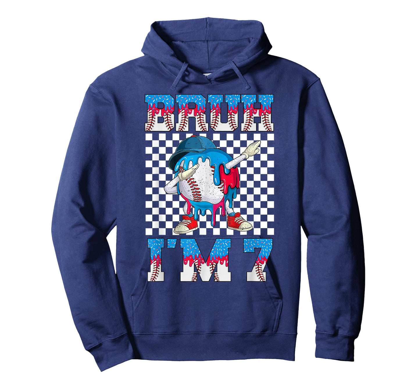 Bruh I'm 7th Birthday Boy Baseball Drip Ice Cream 7 Year Old T-Shirt