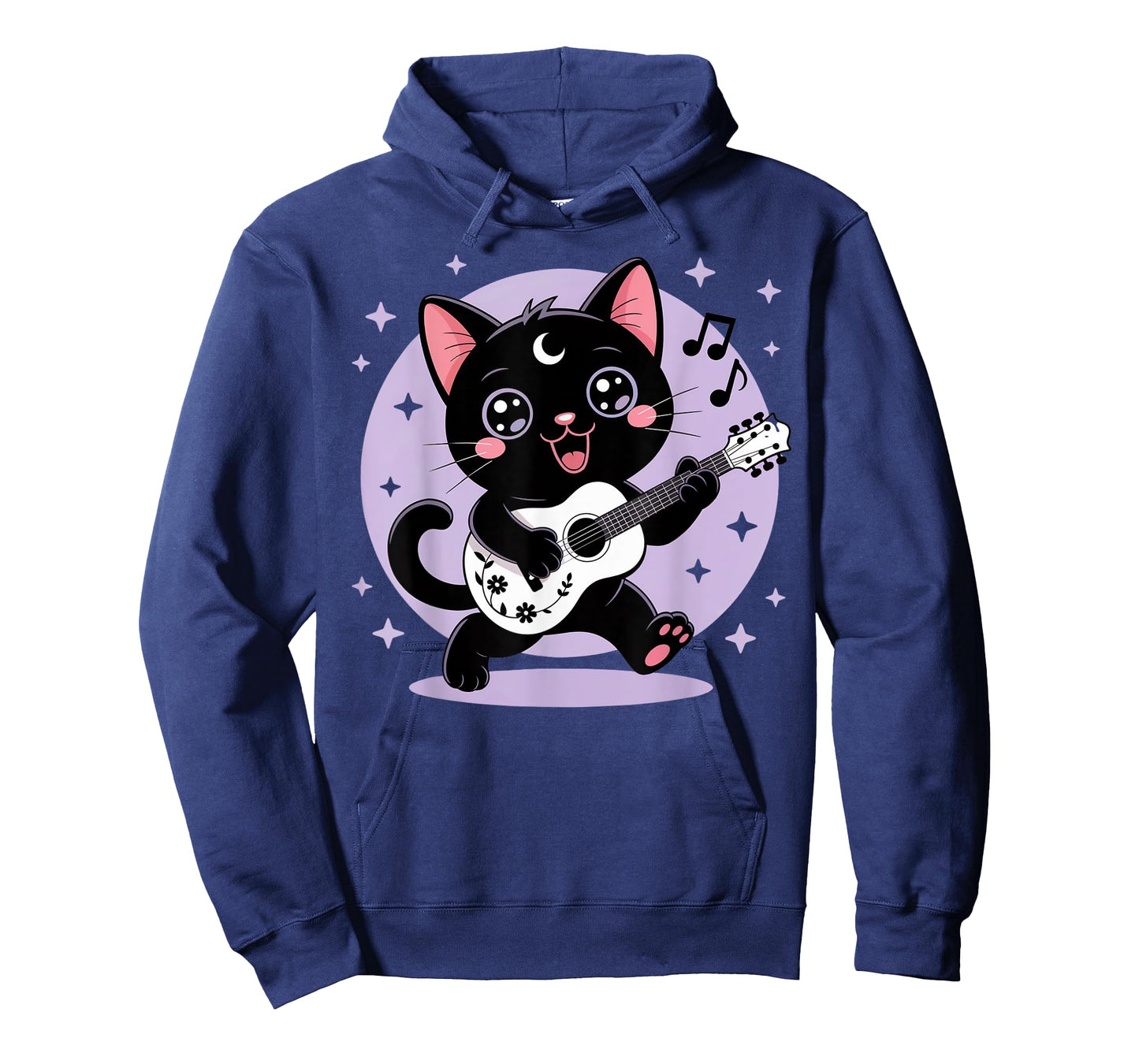 Black Cat Guitar Rock Kawaii Goth Girl Clothes Pink Goth T-Shirt